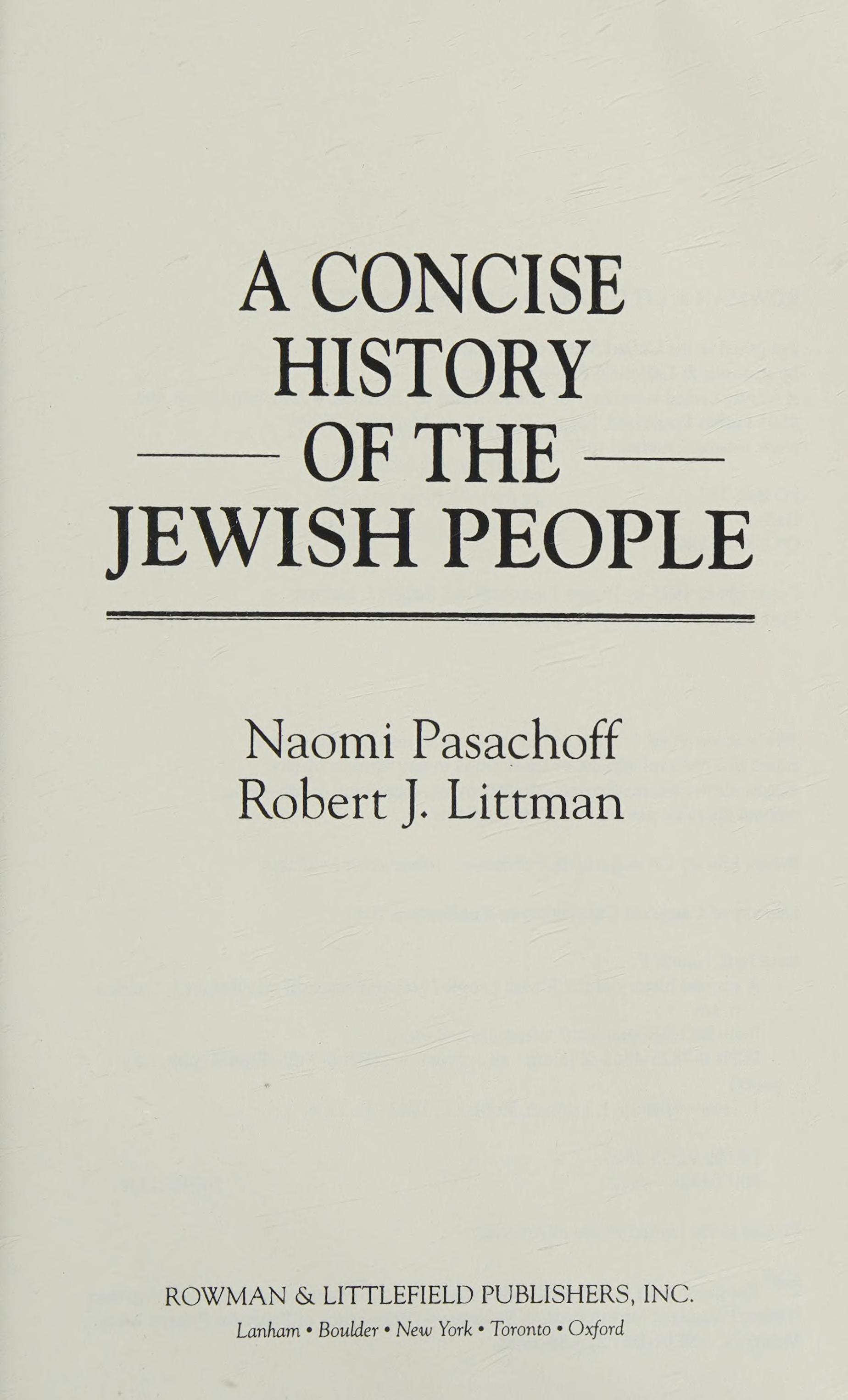 Concise History Of The Jewish People