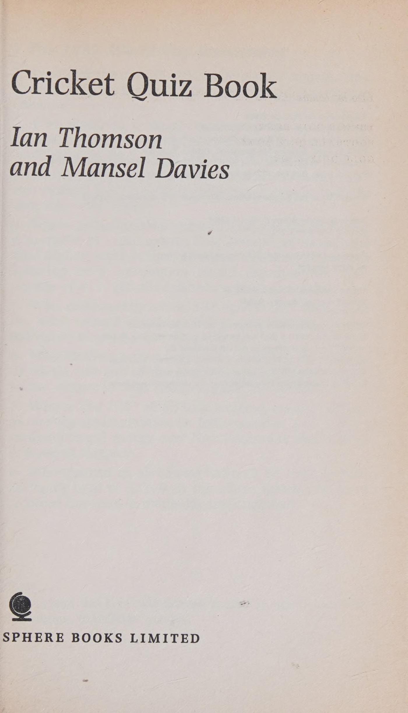Cricket Quiz Book