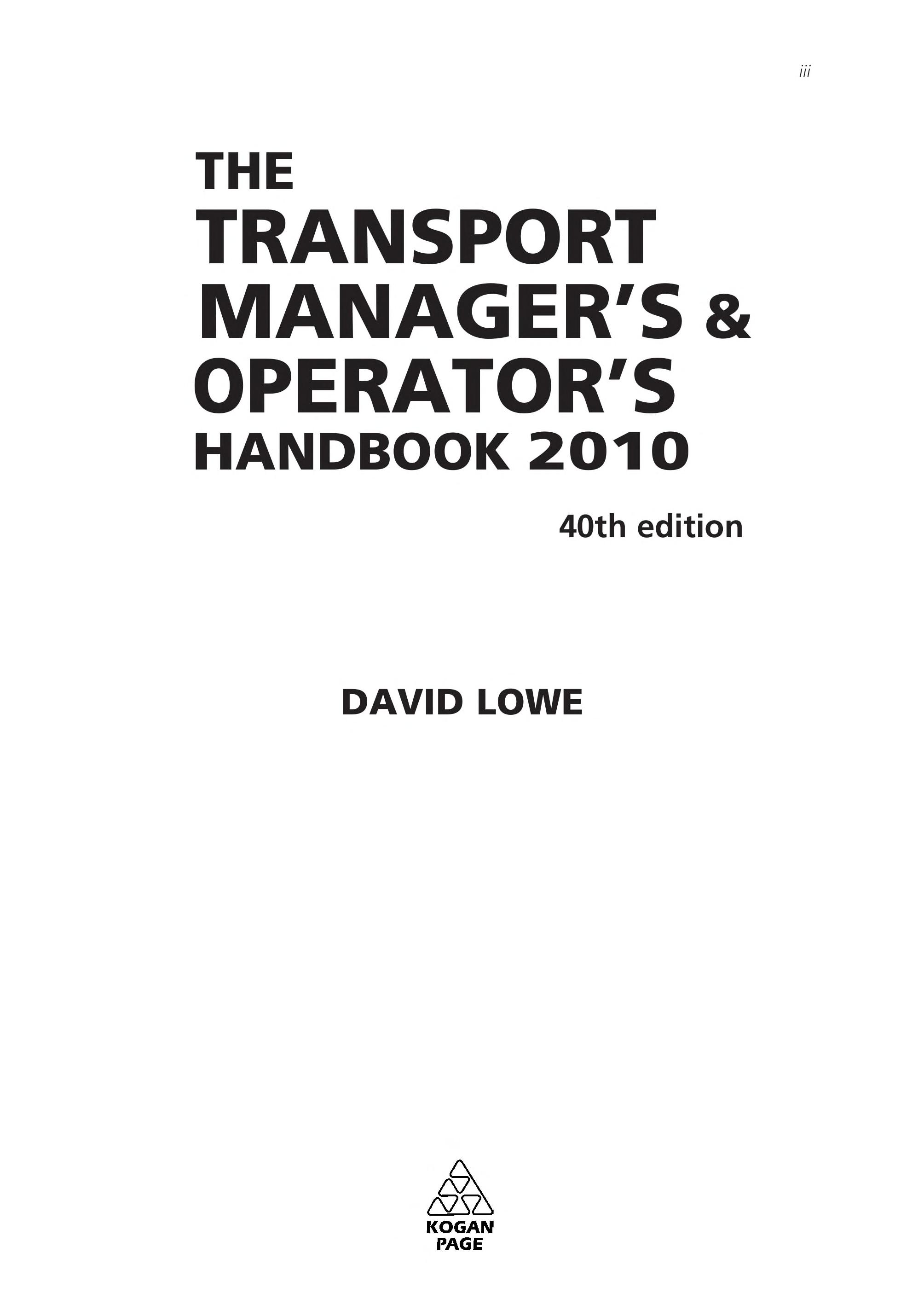 The Transport Manager's and Operator's Handbook