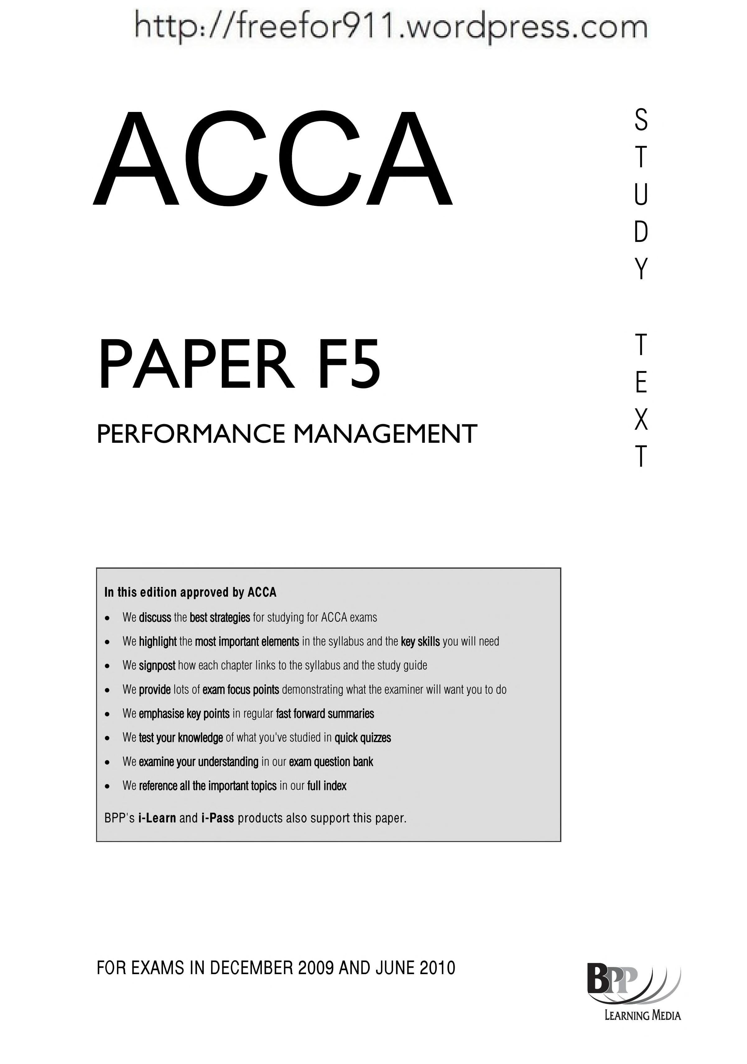ACCA - F5 Performance Management