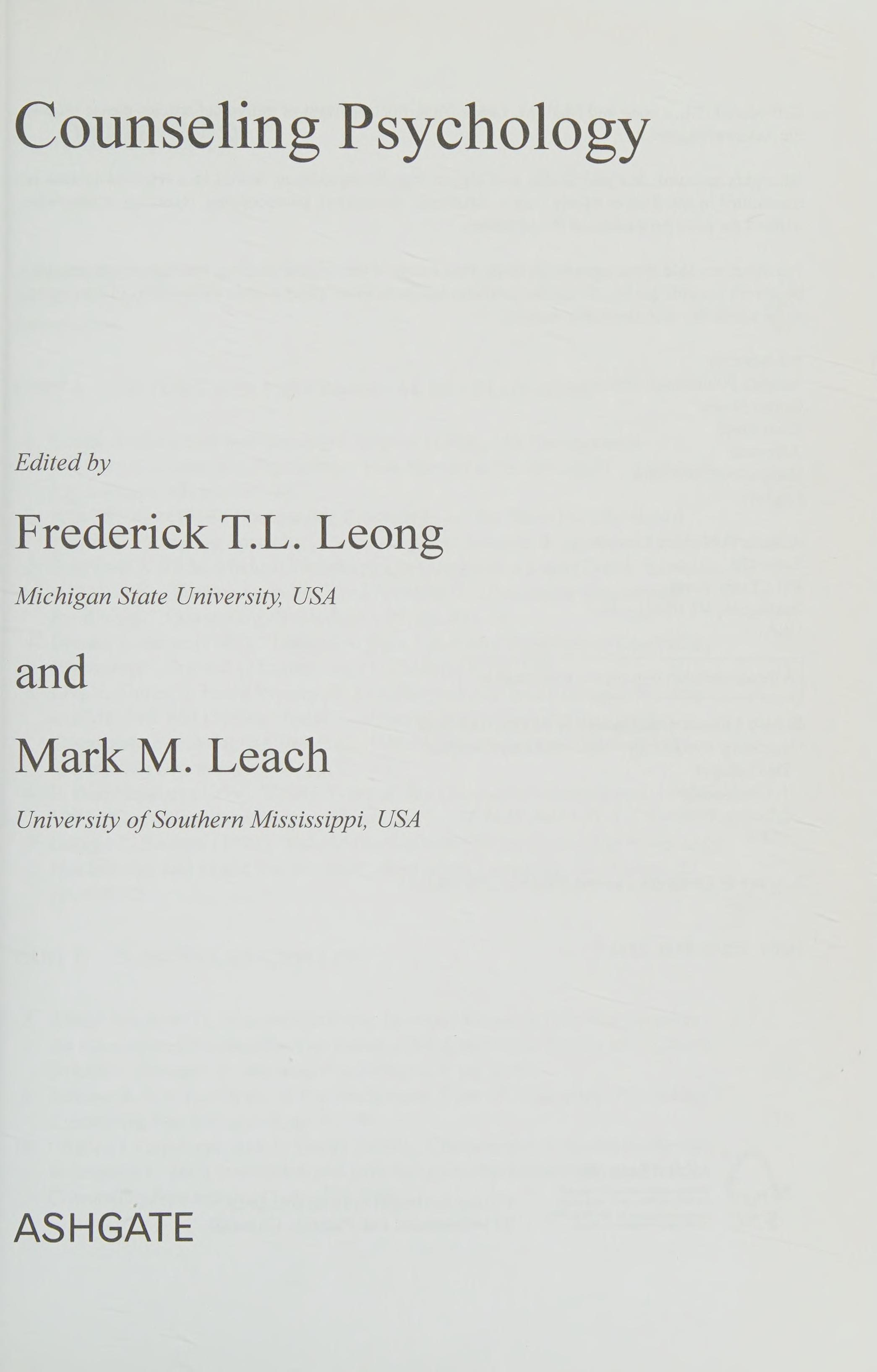 Counseling Psychology