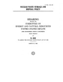 Nuclear Waste Storage and Disposal Policy