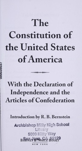 The Constitution of the United States with the Declaration of Independence and the Articles of Confederation