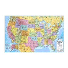 Us/World Rolled Map Combo-Laminated