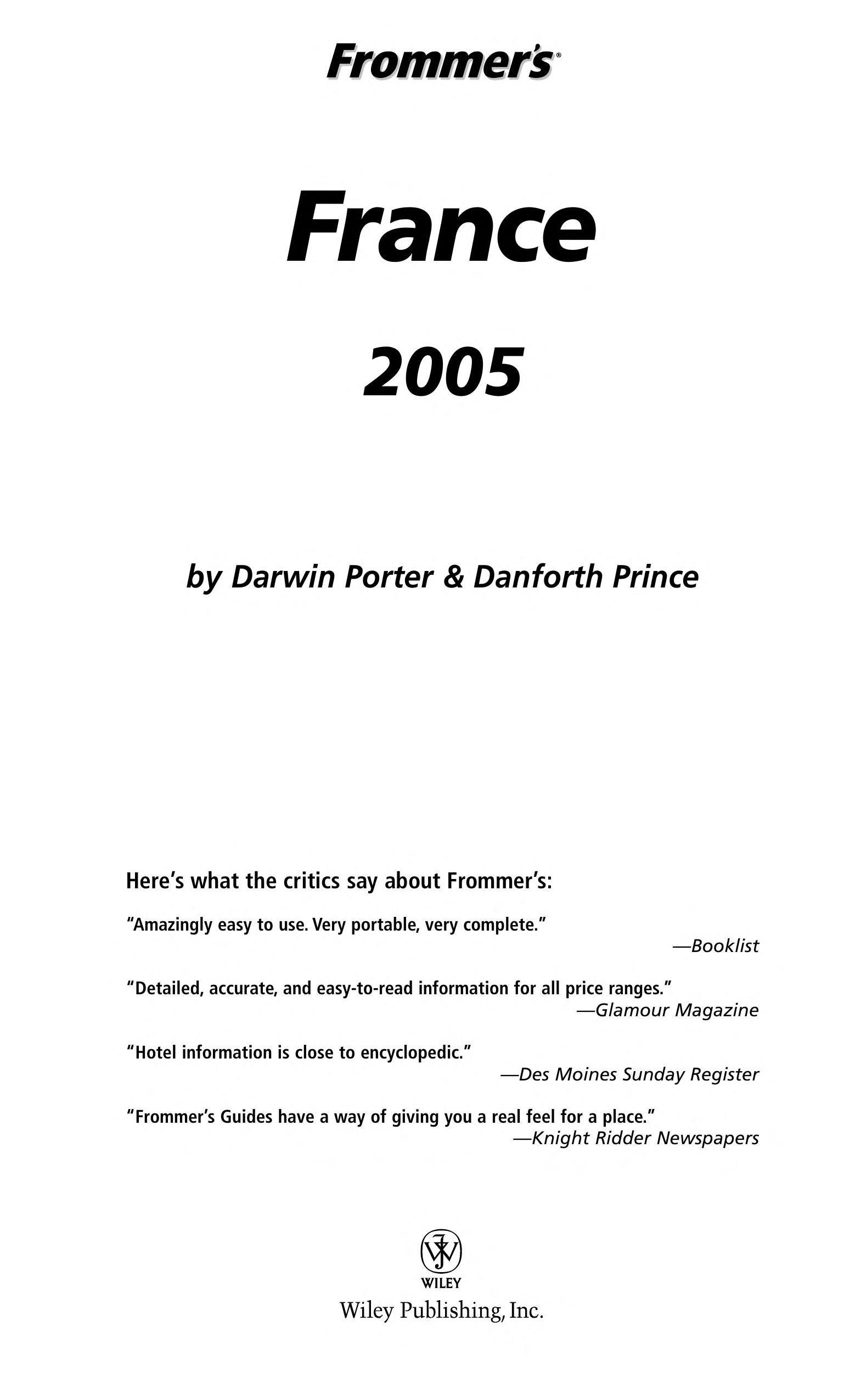 Frommer'S France 2005