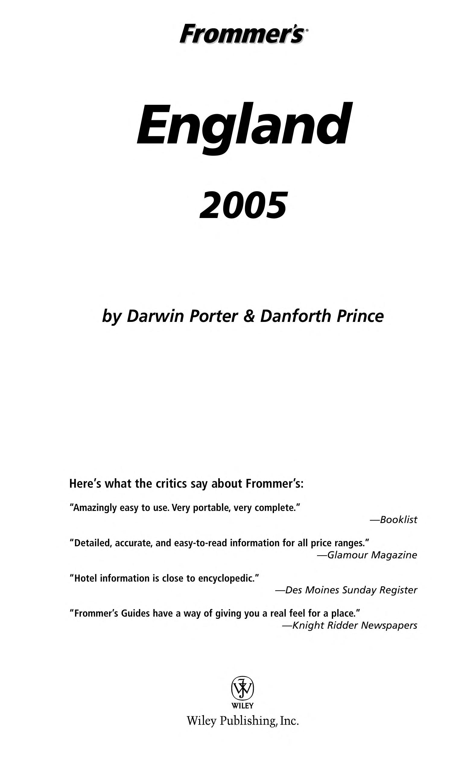 Frommer'S England 2005