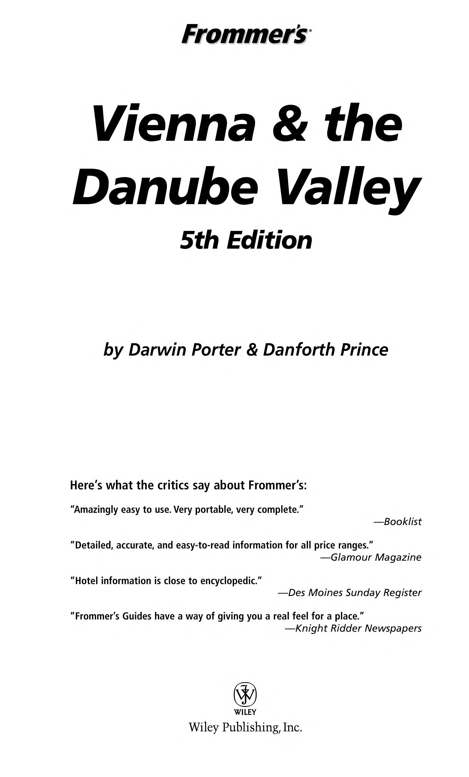 Frommer'S Vienna &Amp; The Danube Valley