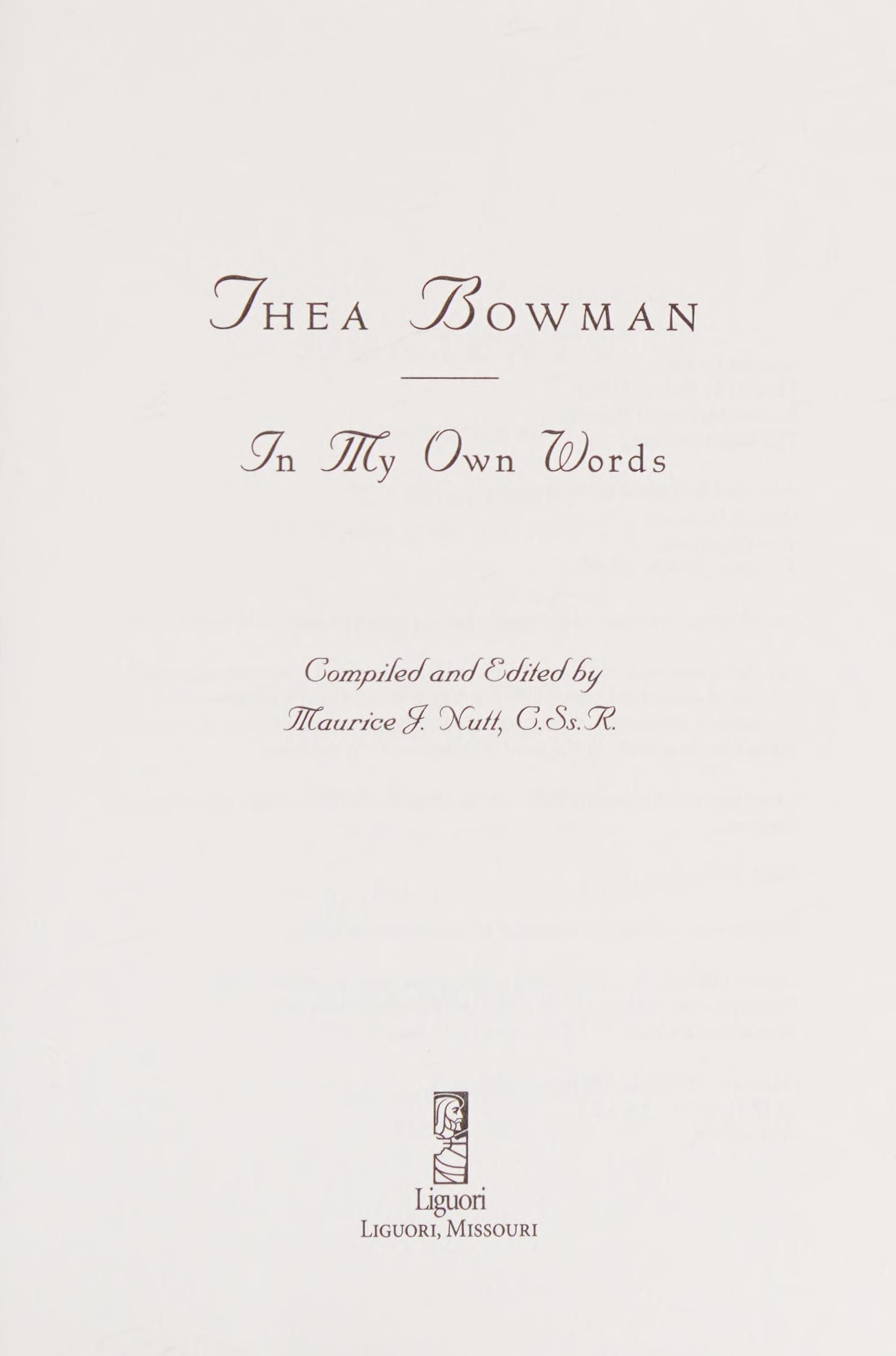 Thea Bowman: In My Own Words