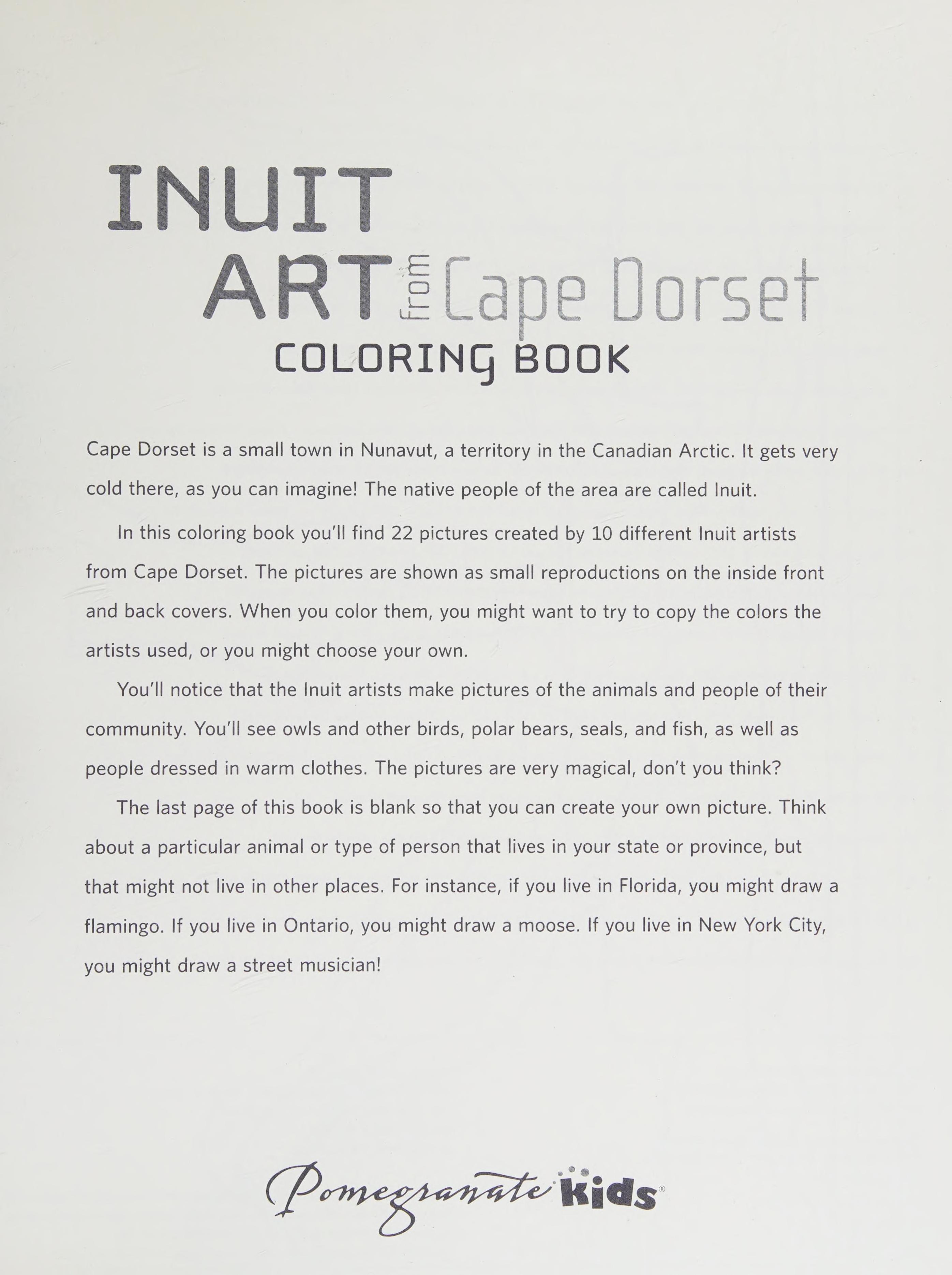 Inuit Art from Cape Dorset Coloring Book