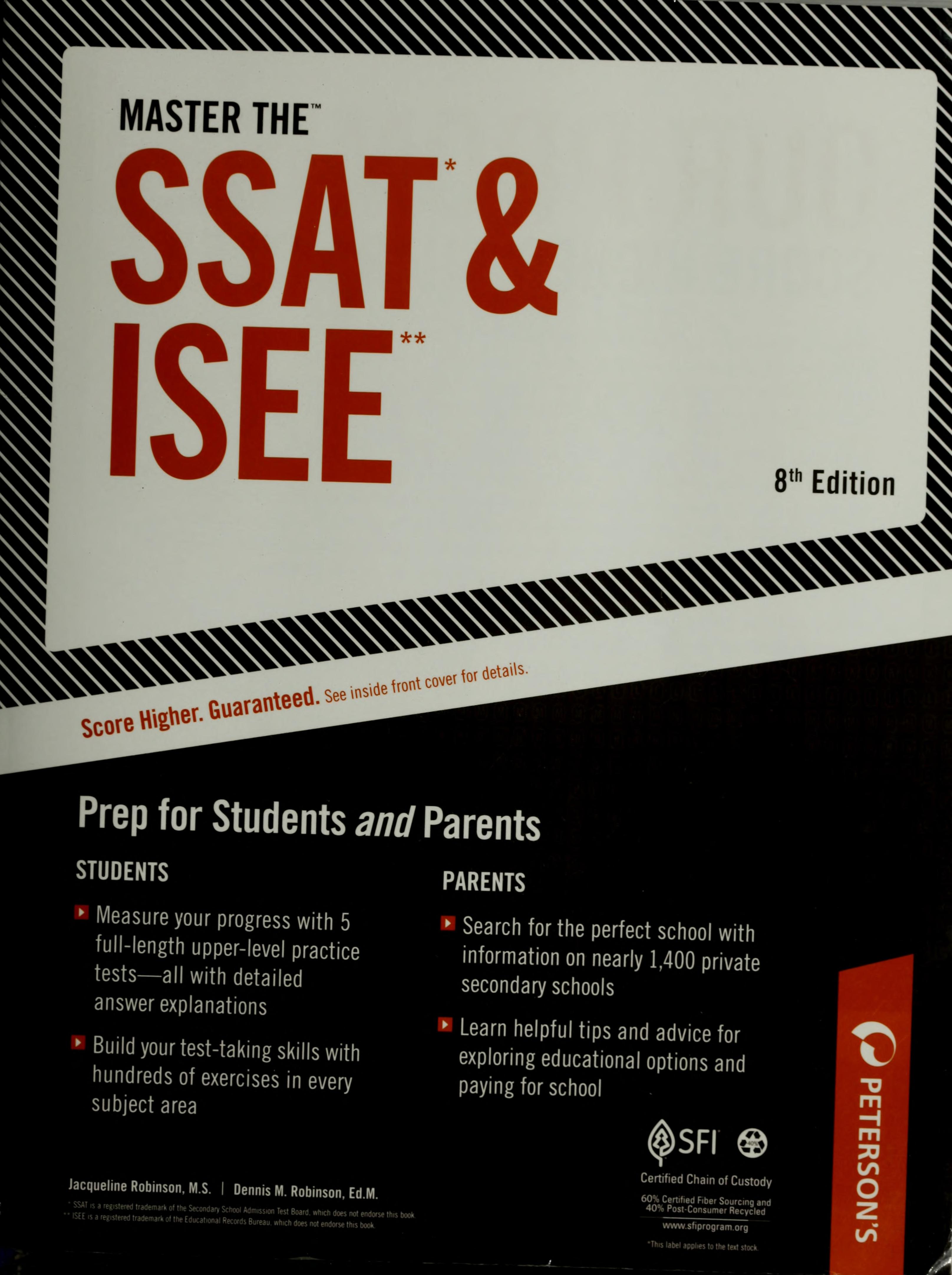 Peterson'S Master The SSAT & ISEE 2010