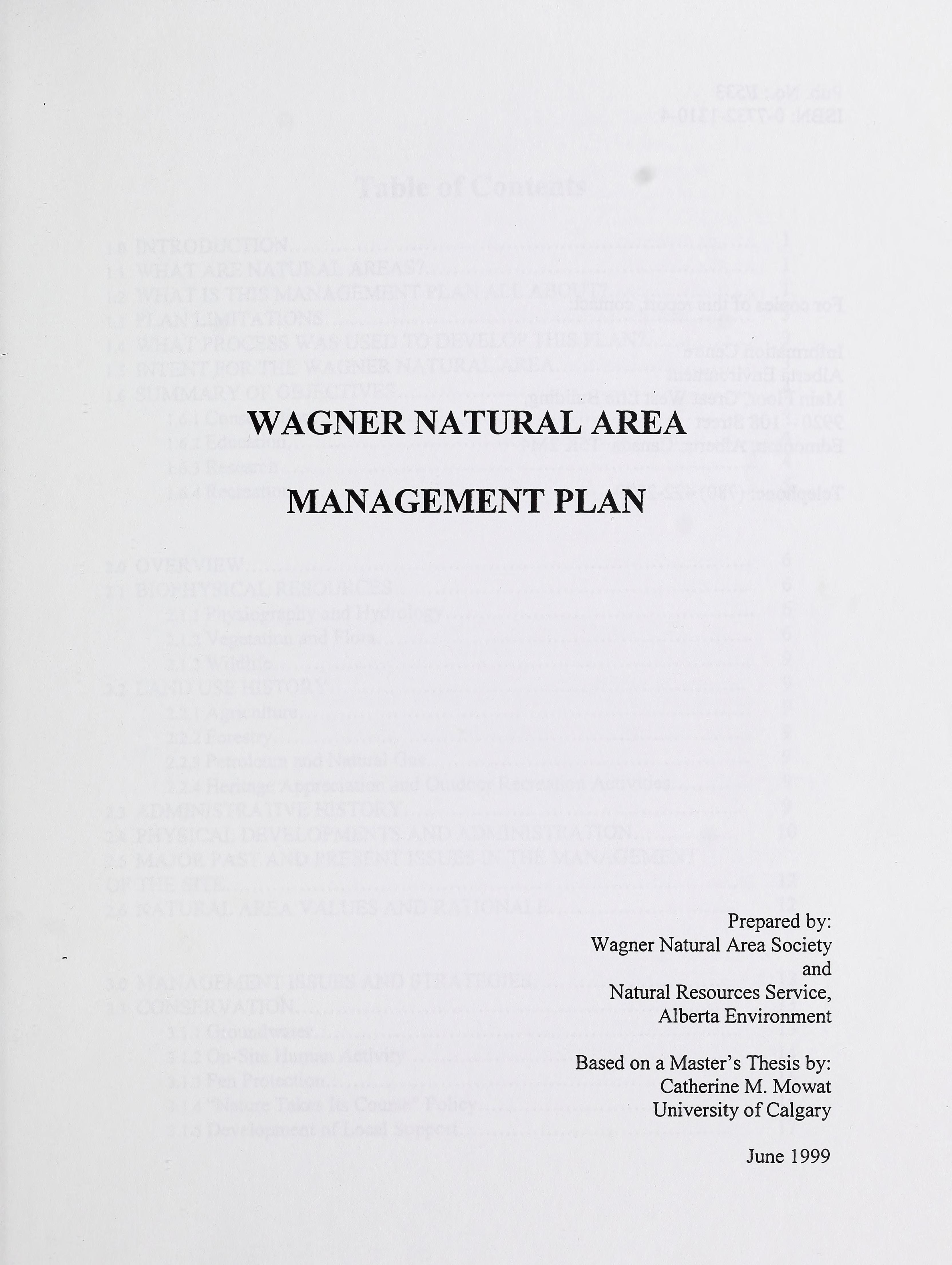 Wagner Natural Area Management Plan