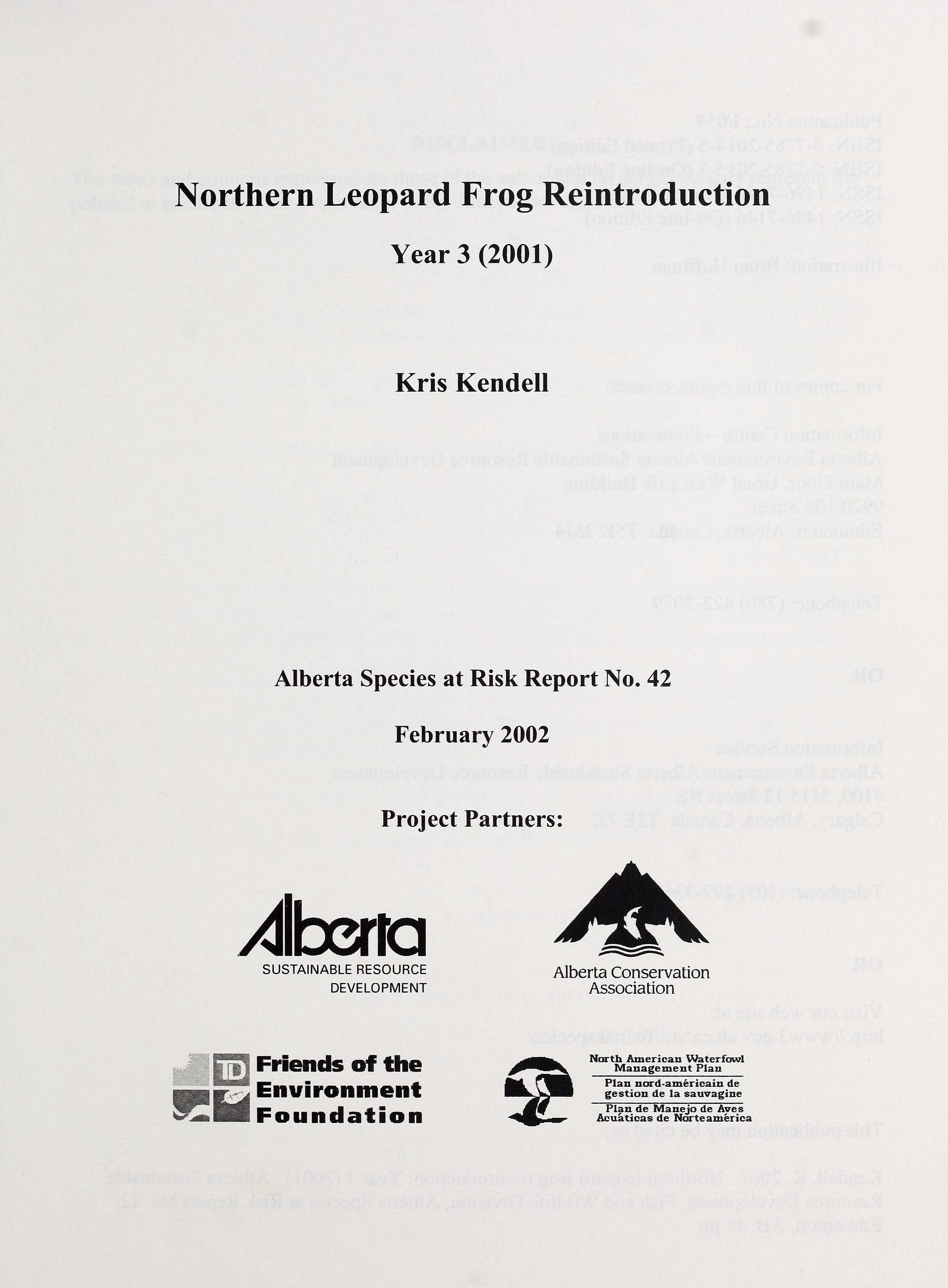 Northern Leopard Frog Reintroduction, Year 3