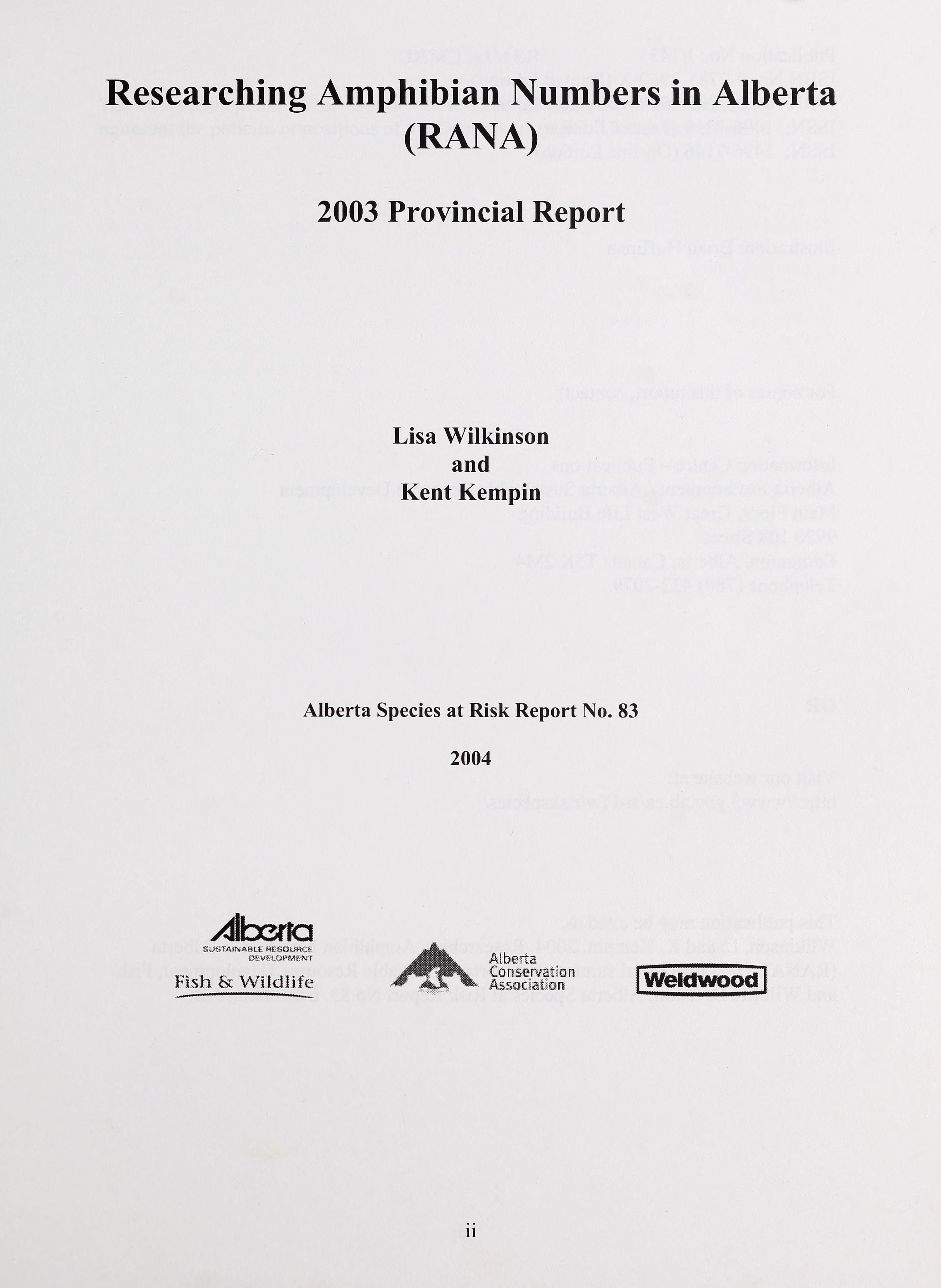 Researching Amphibian Numbers in Alberta (Rana)