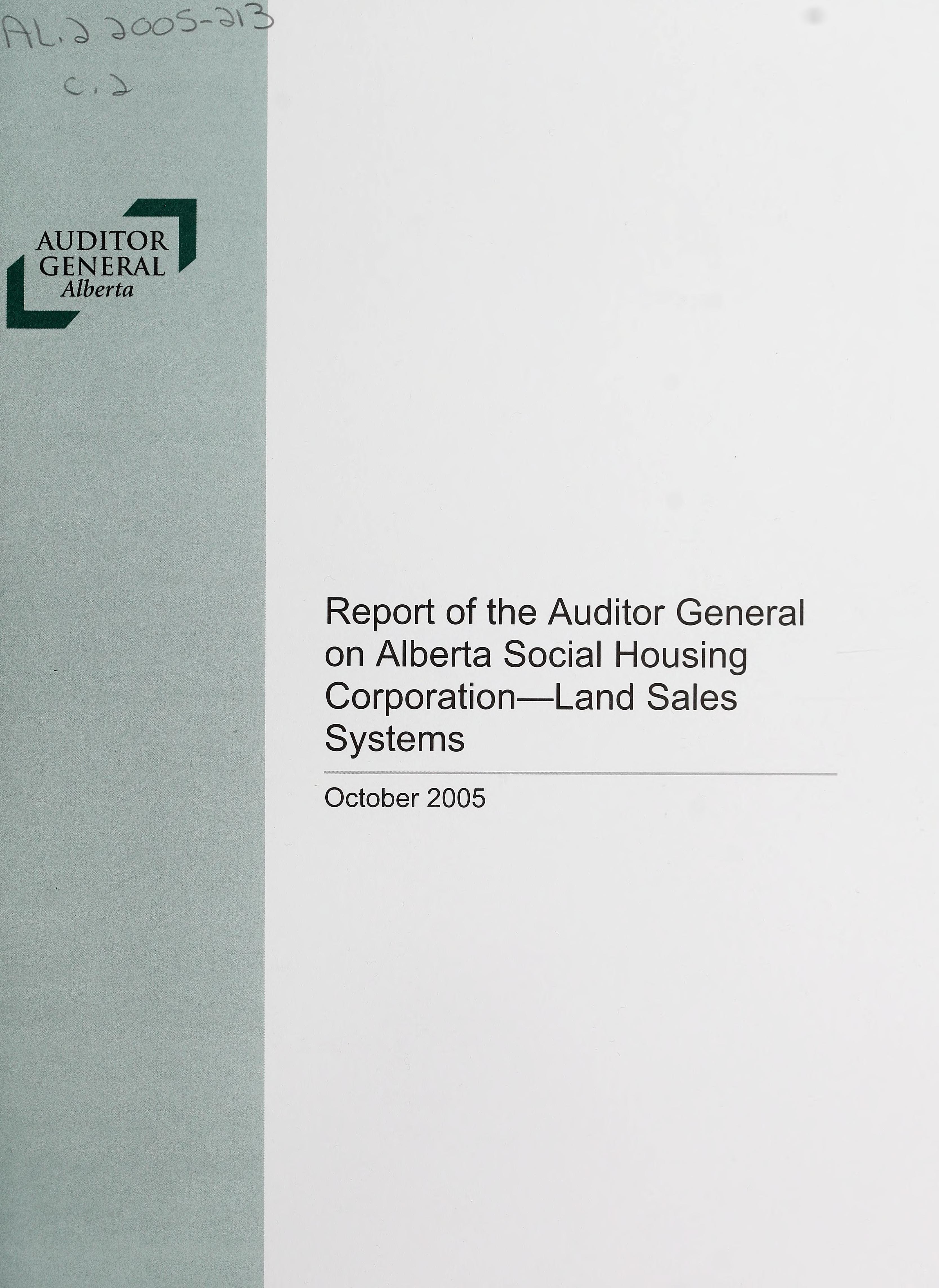 Report of the Auditor General on Alberta Social Housing Corporation