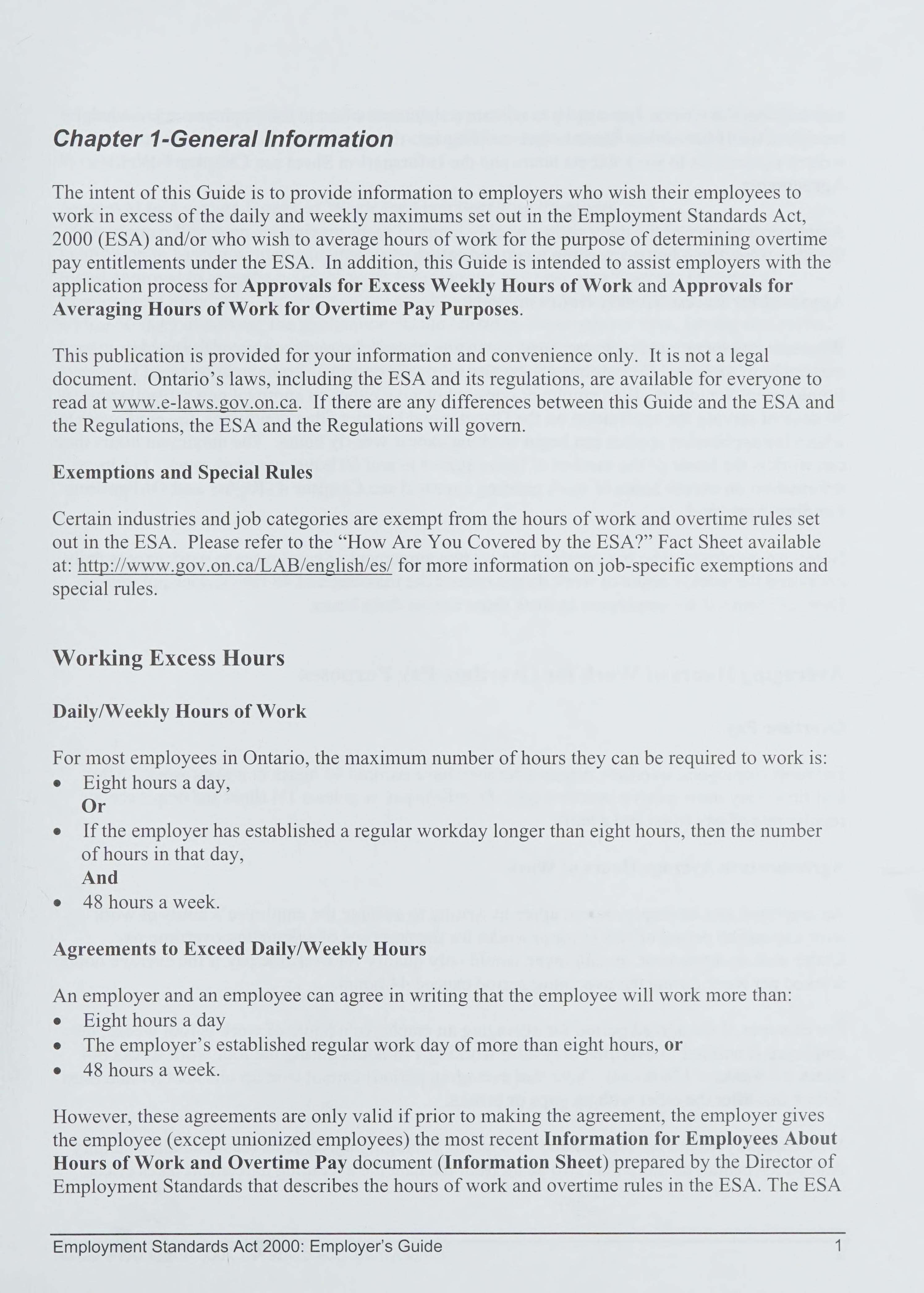 Employment Standards Act, 2000