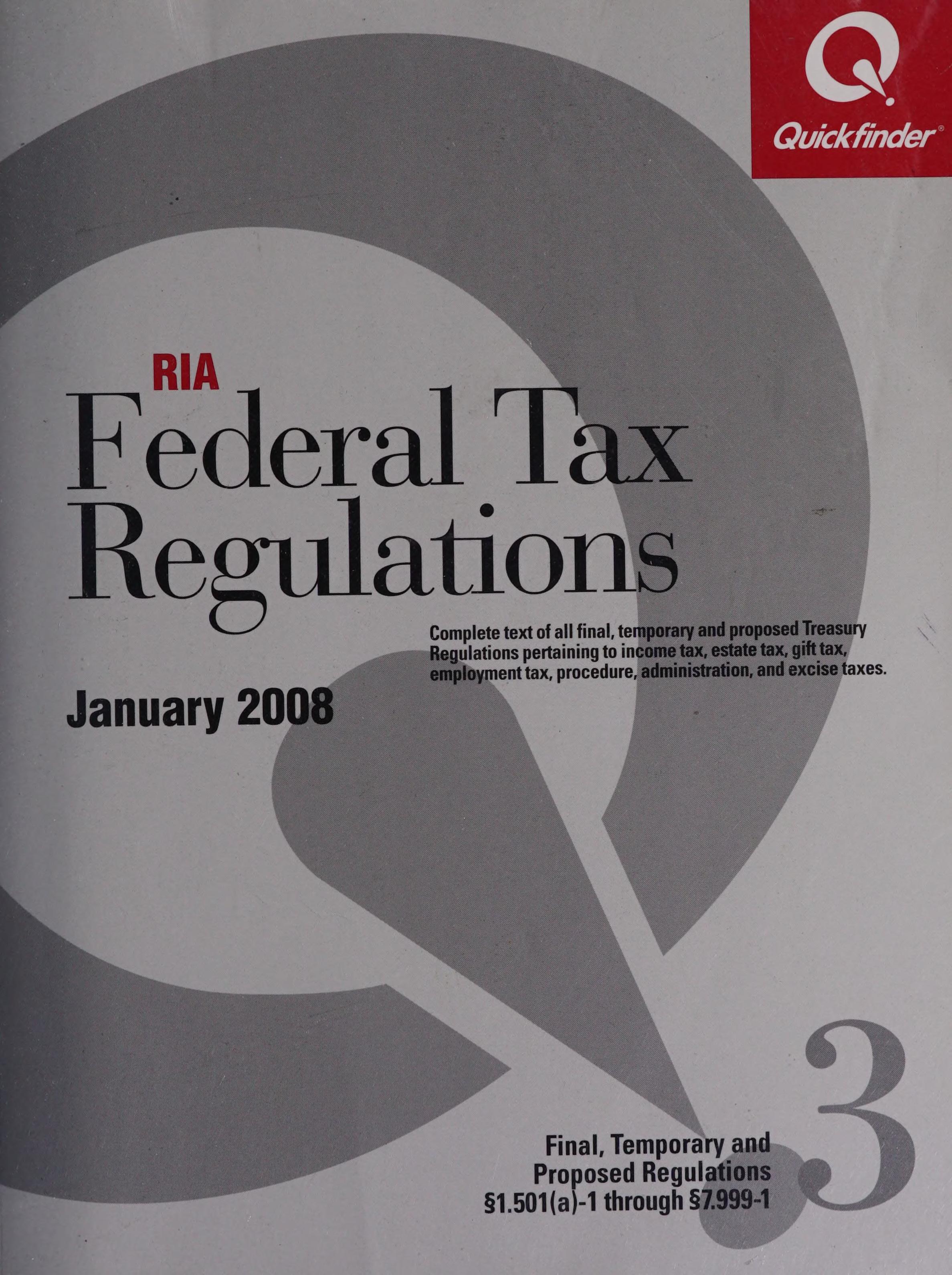Ria Federal Tax Regulations January 2008
