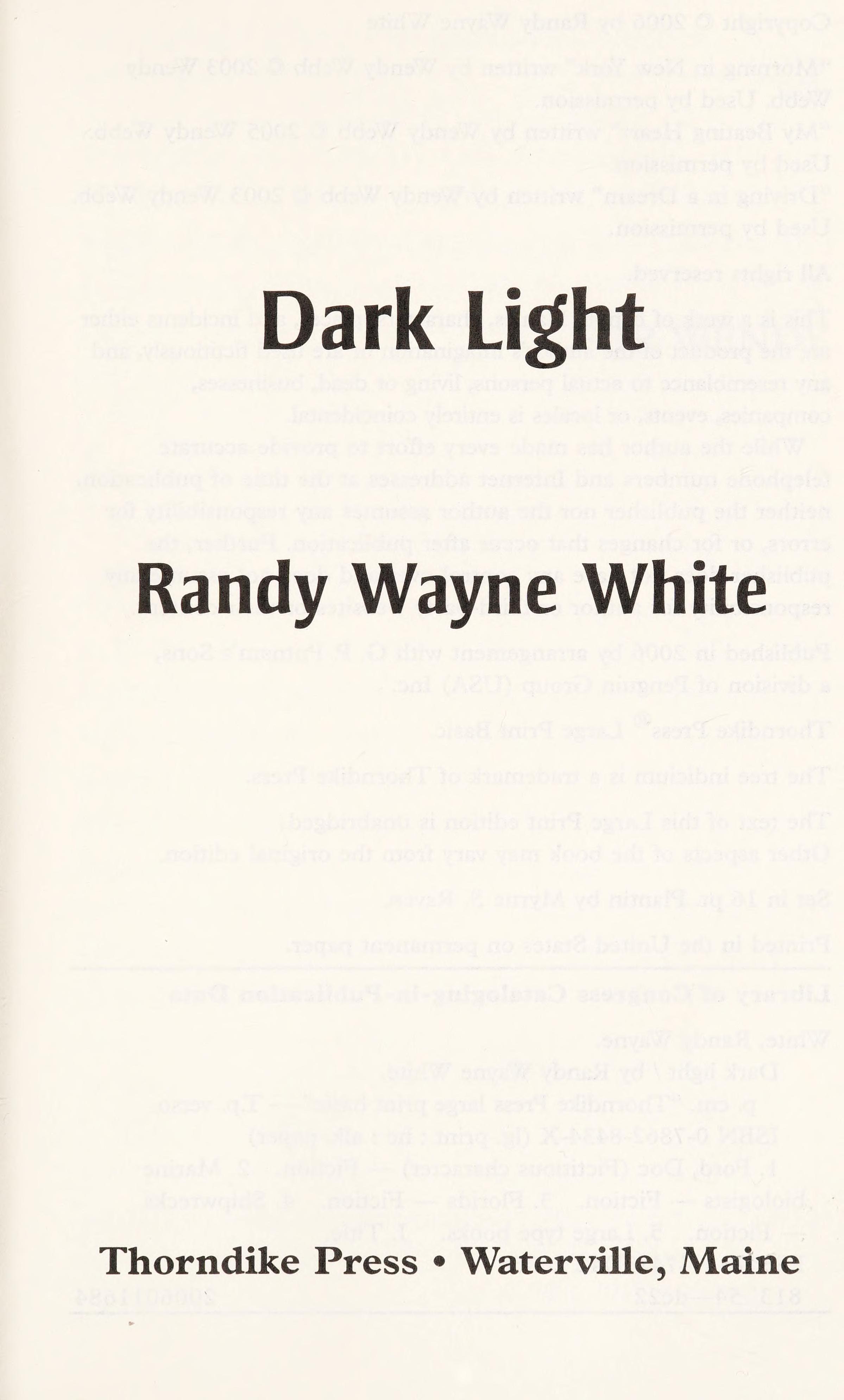 Dark Light by Randy Wayne White, ISBN 9780786284344