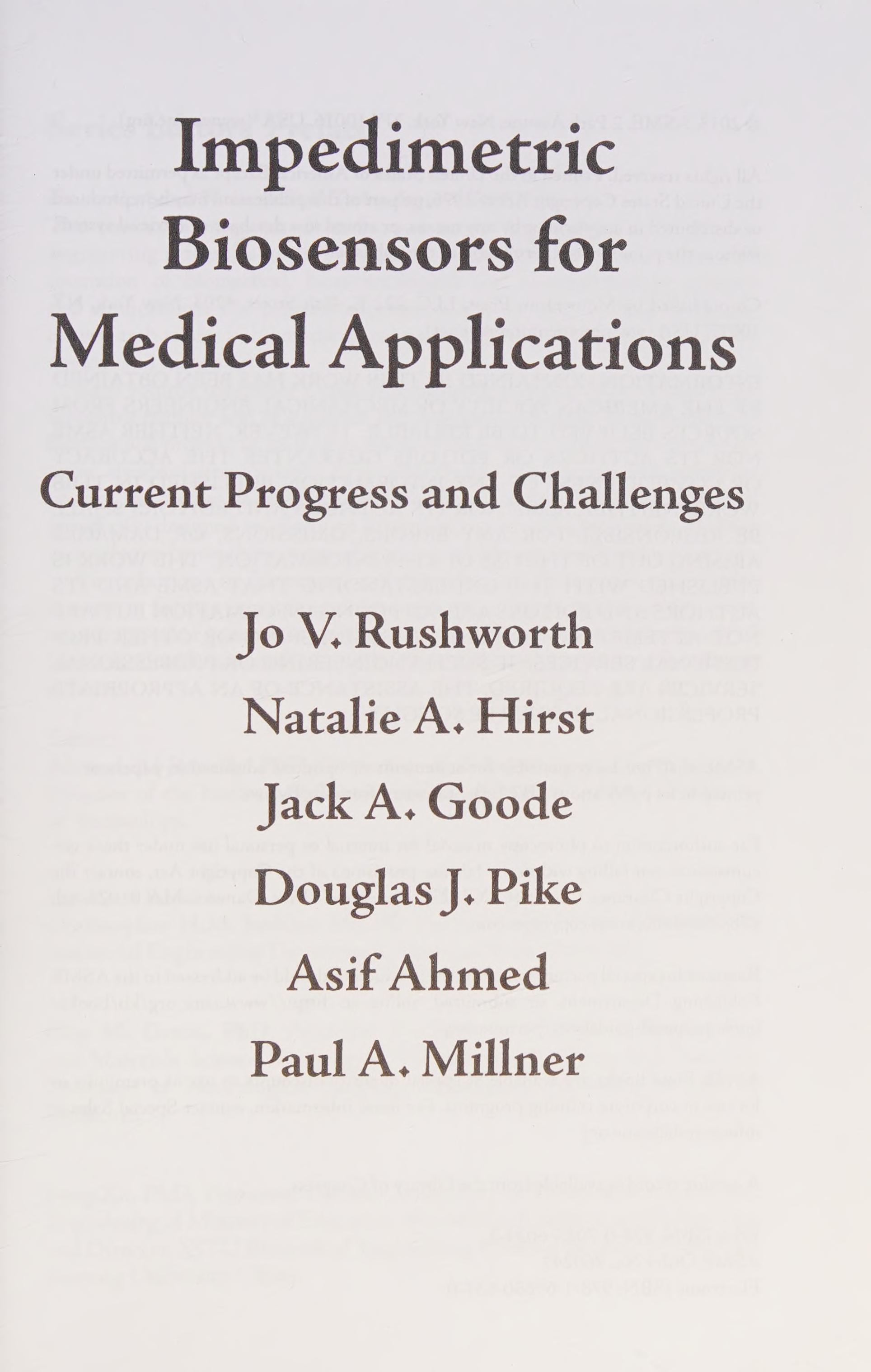 Impedimetric Biosensors For Medical Applications: Current Progress And Challenges