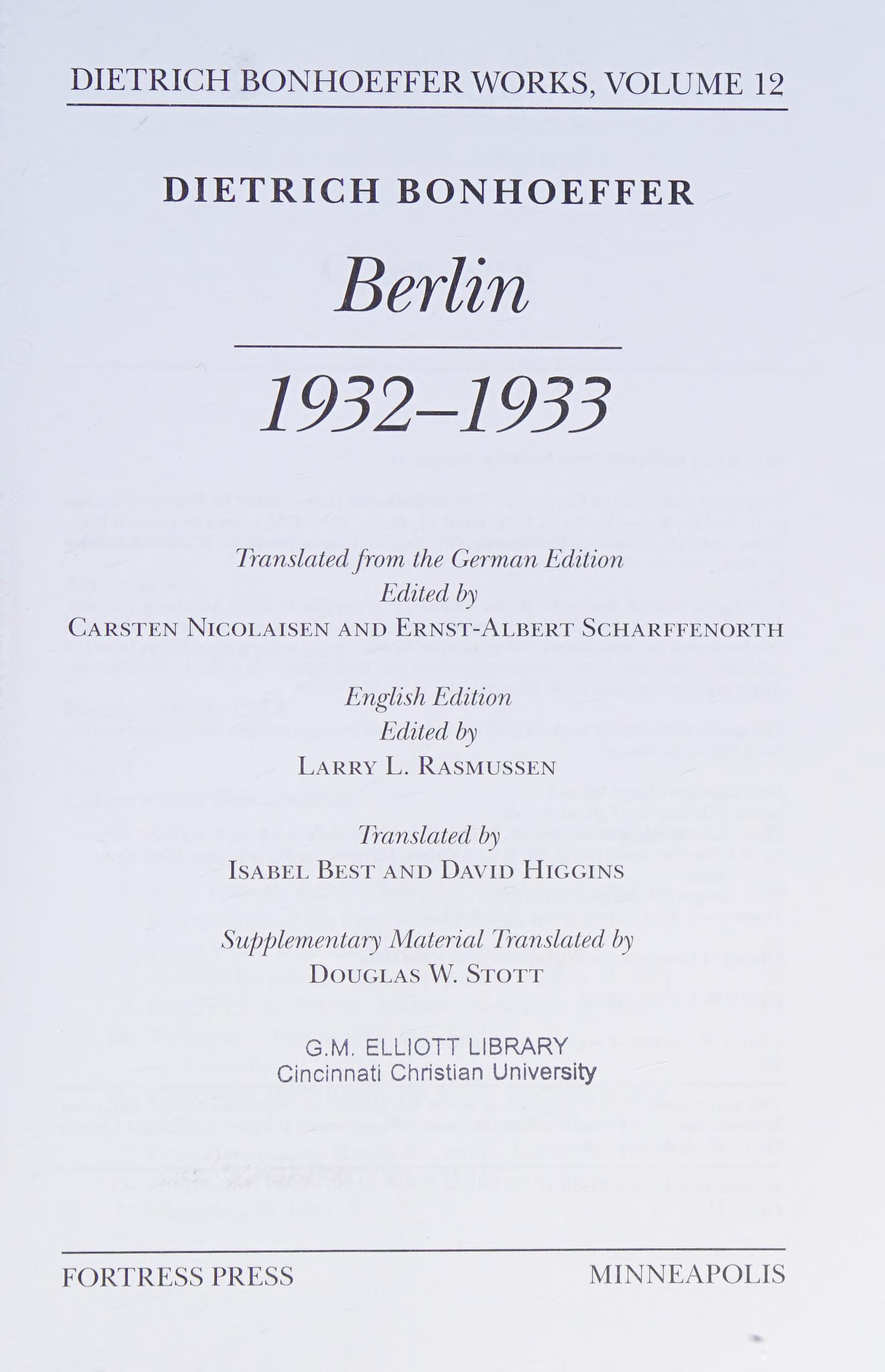 Berlin: 1932 - 1933