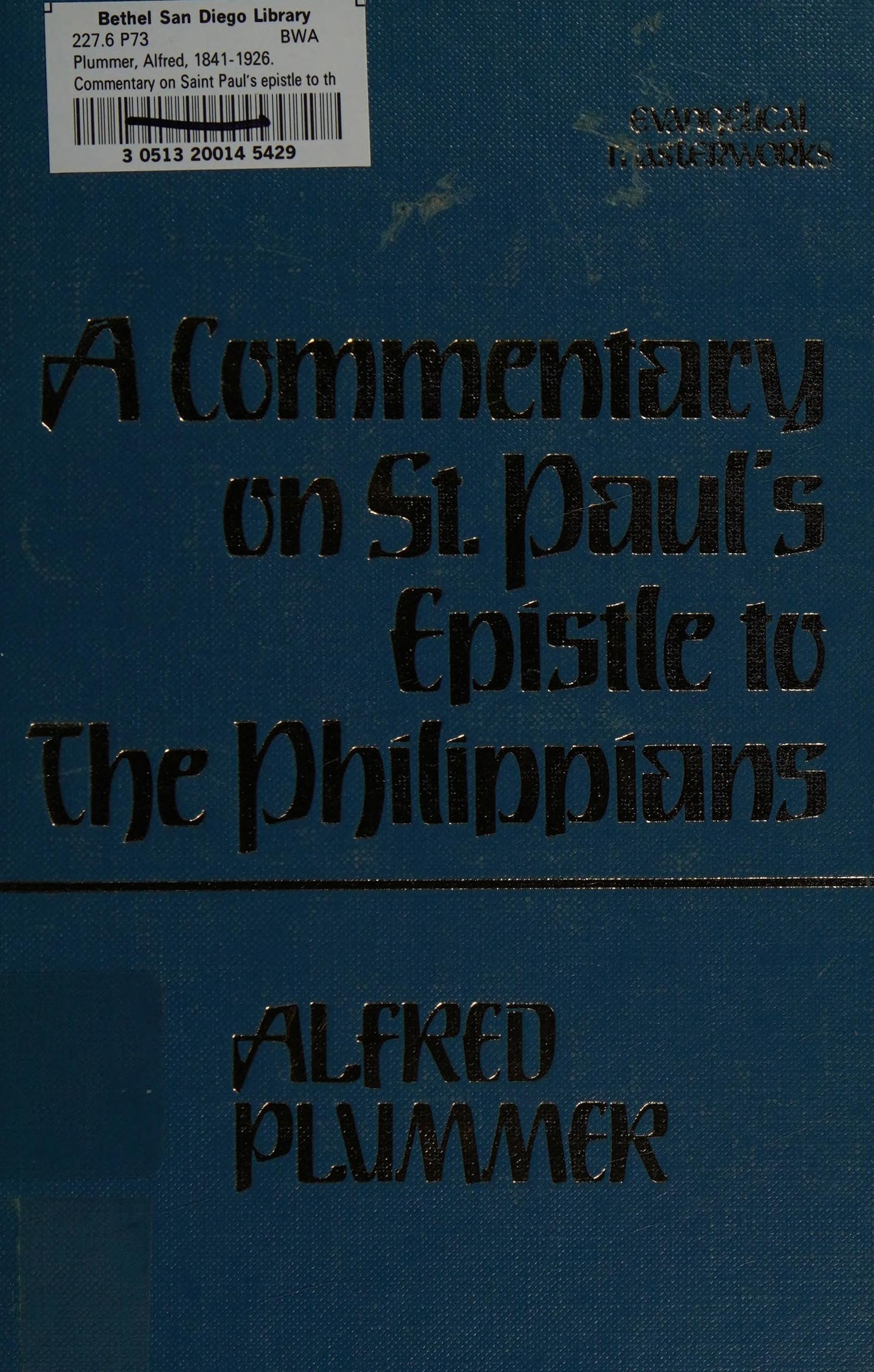 A Commentary on St. Paul's Epistle to the Philippians