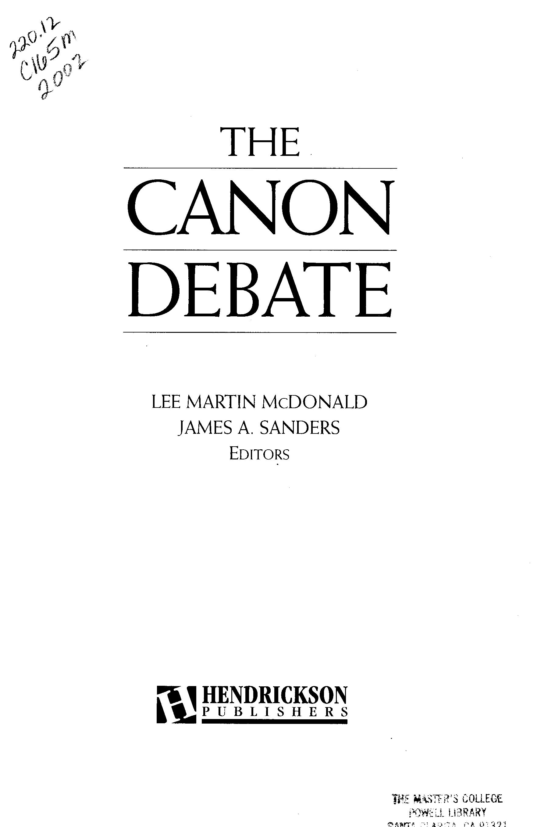 The canon debate