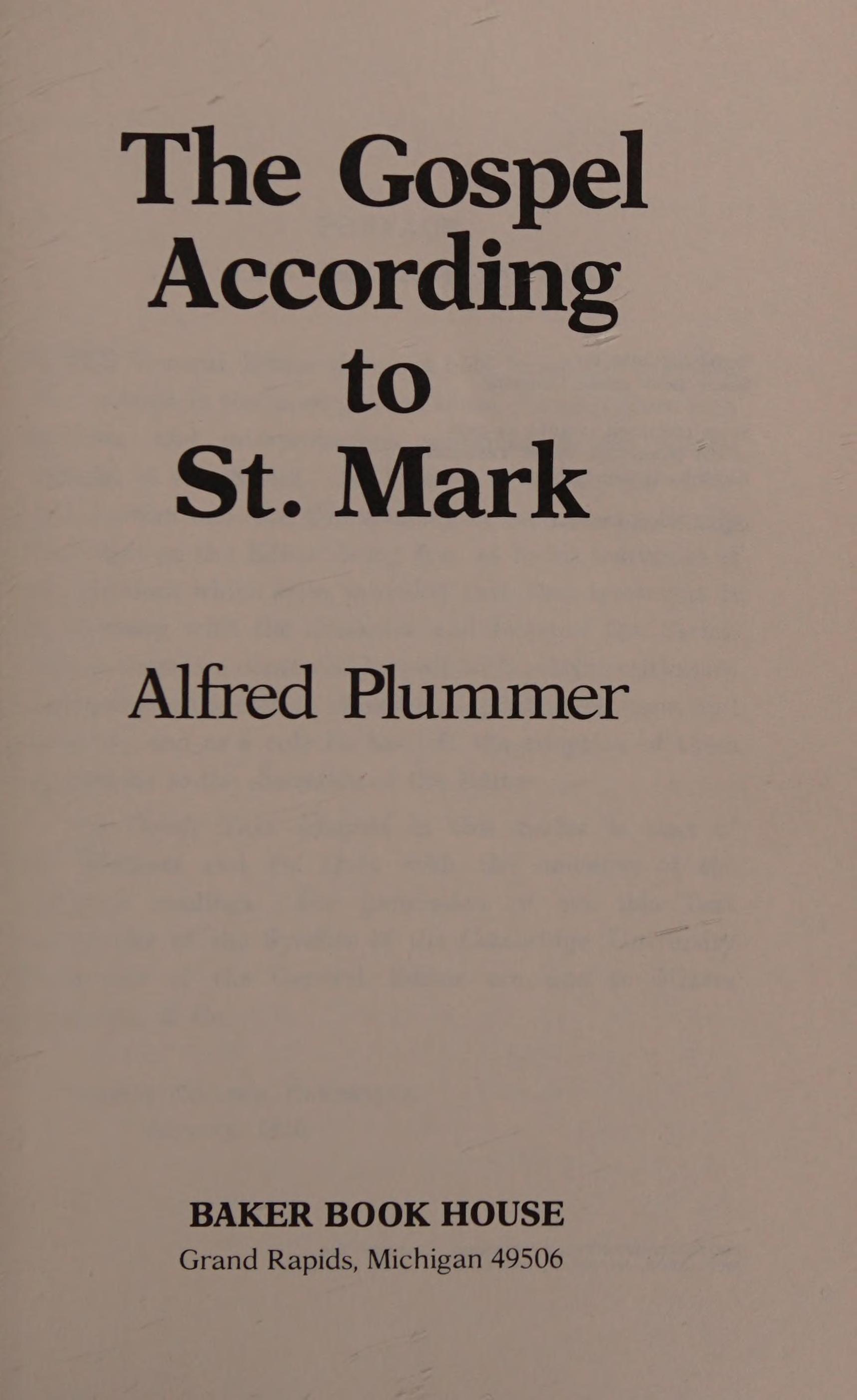 Gospel According to Saint Mark