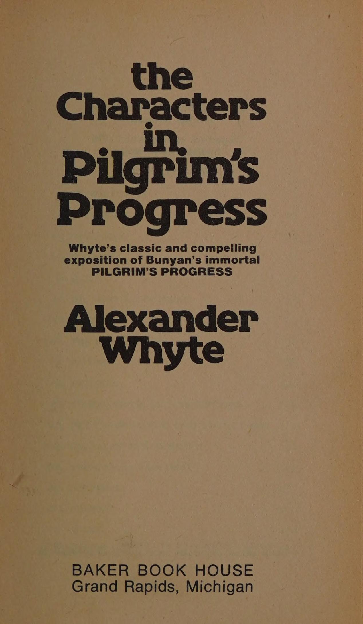 The Characters in Pilgrim's Progress