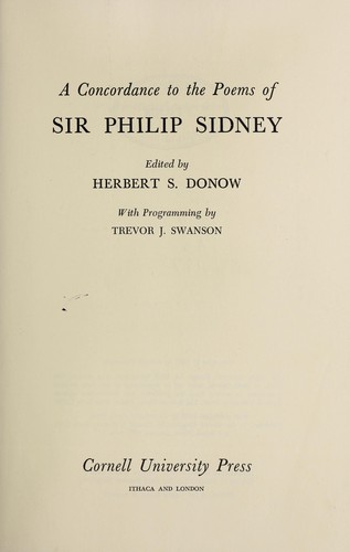A Concordance to the Poems of Sir Philip Sidney