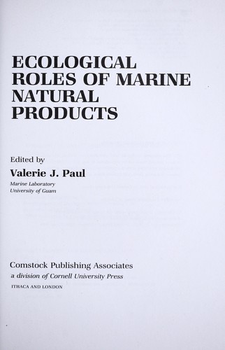 Ecological Roles of Marine Natural Products