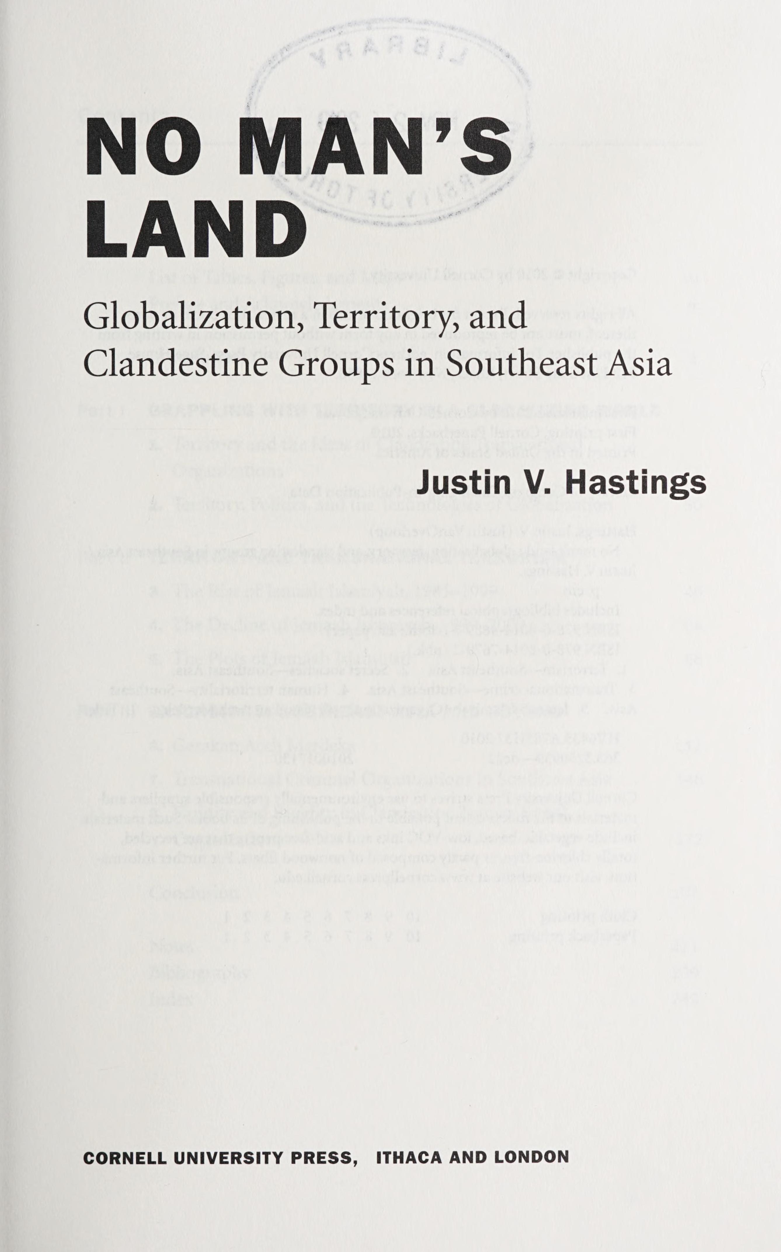 No Man'S Land: Globalization, Territory, And Clandestine Groups In Southeast Asia