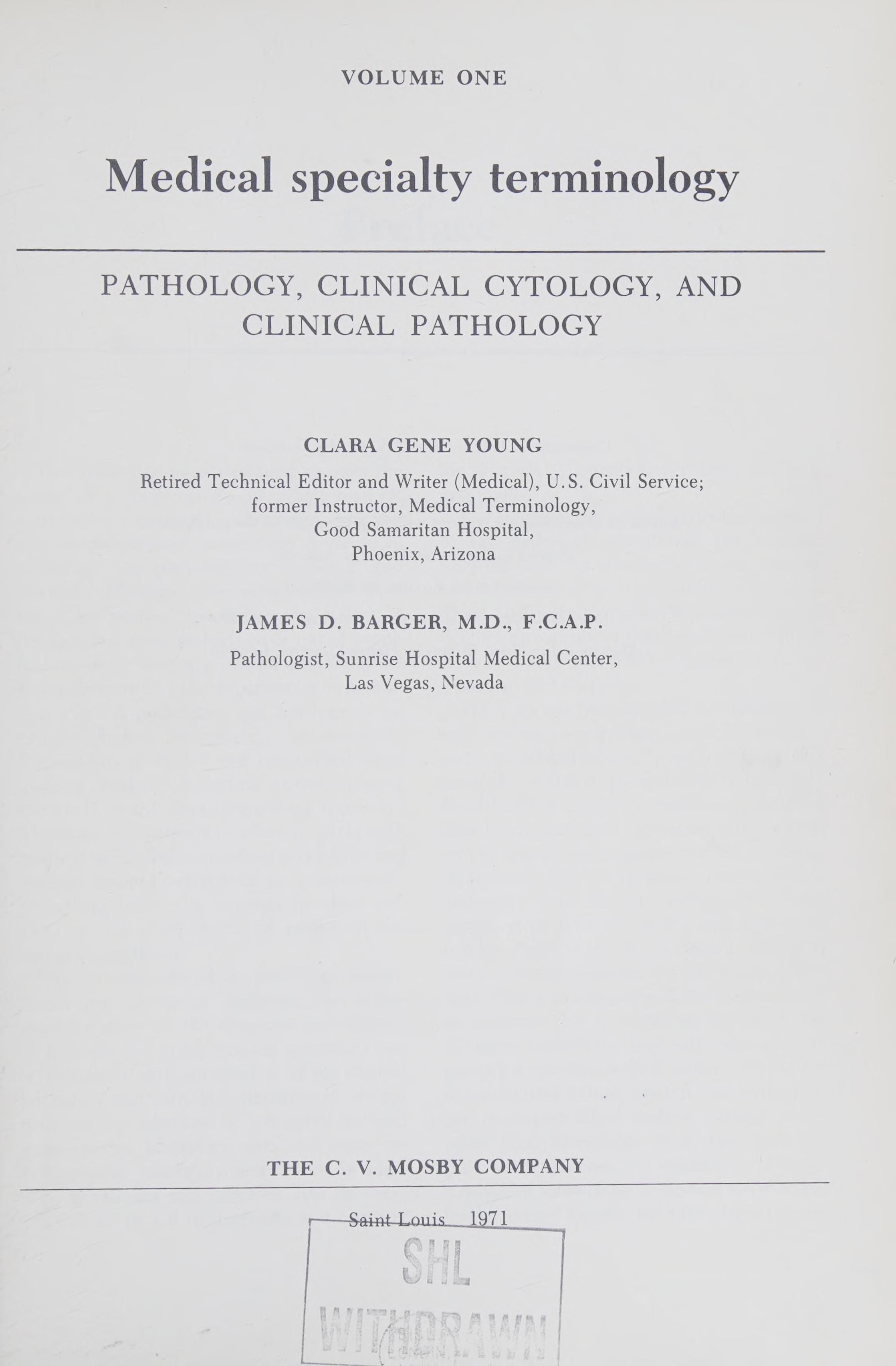 Medical Specialty Terminology