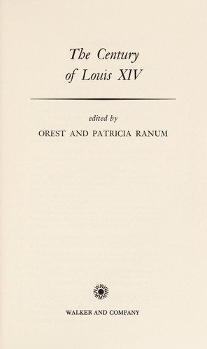 The Century Of Louis XIV