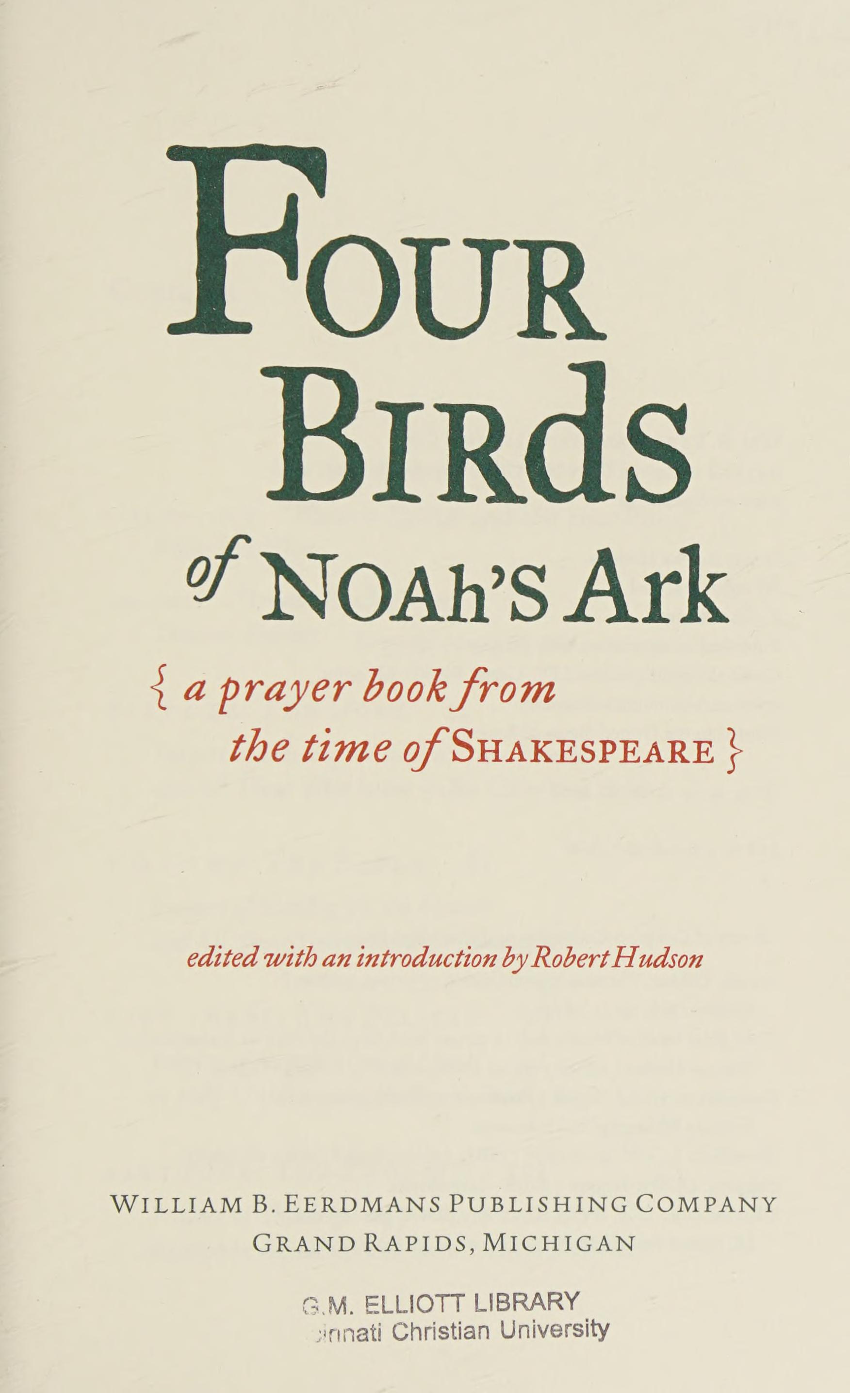 Four Birds of Noah's Ark