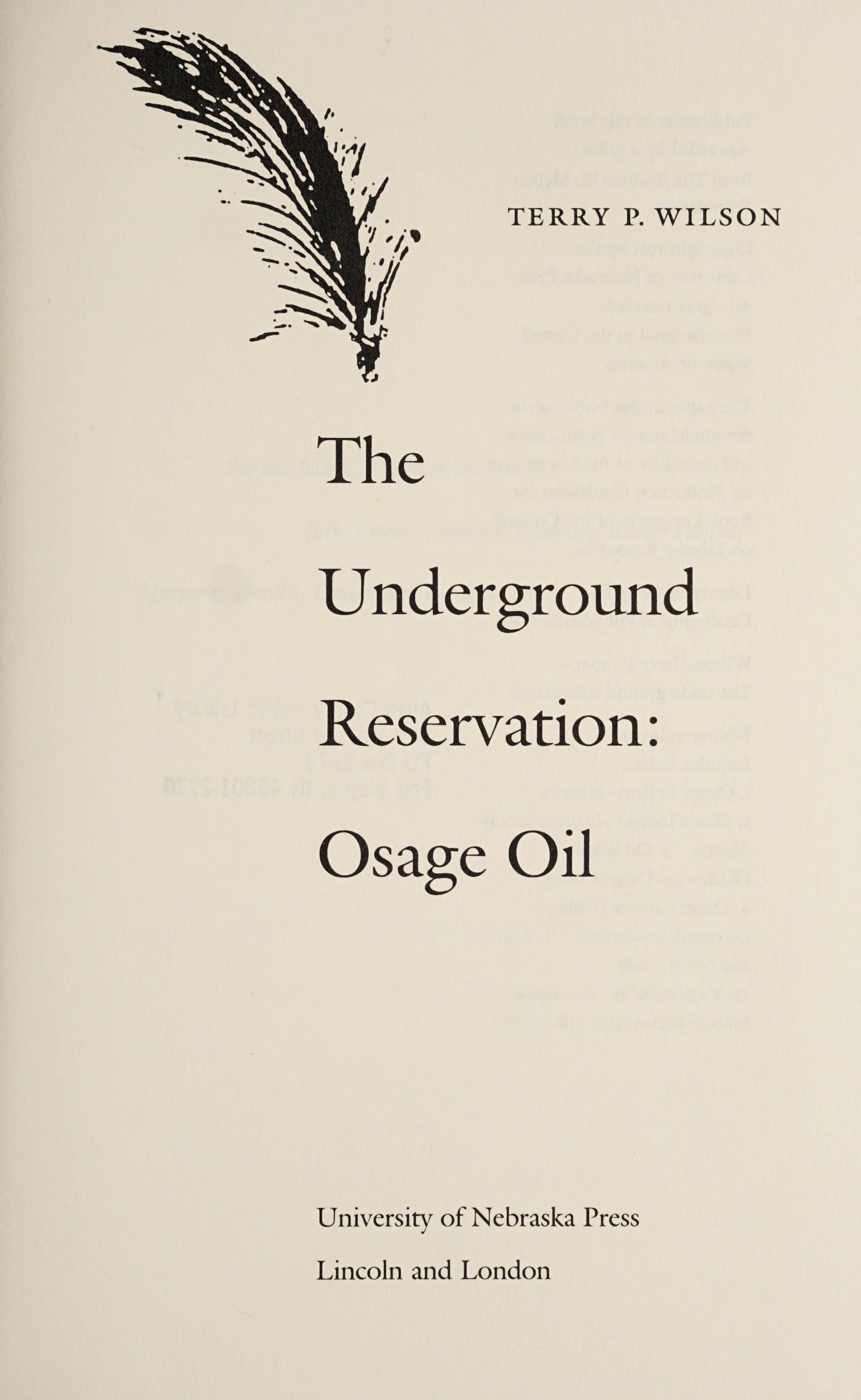 The Underground Reservation: Osage Oil