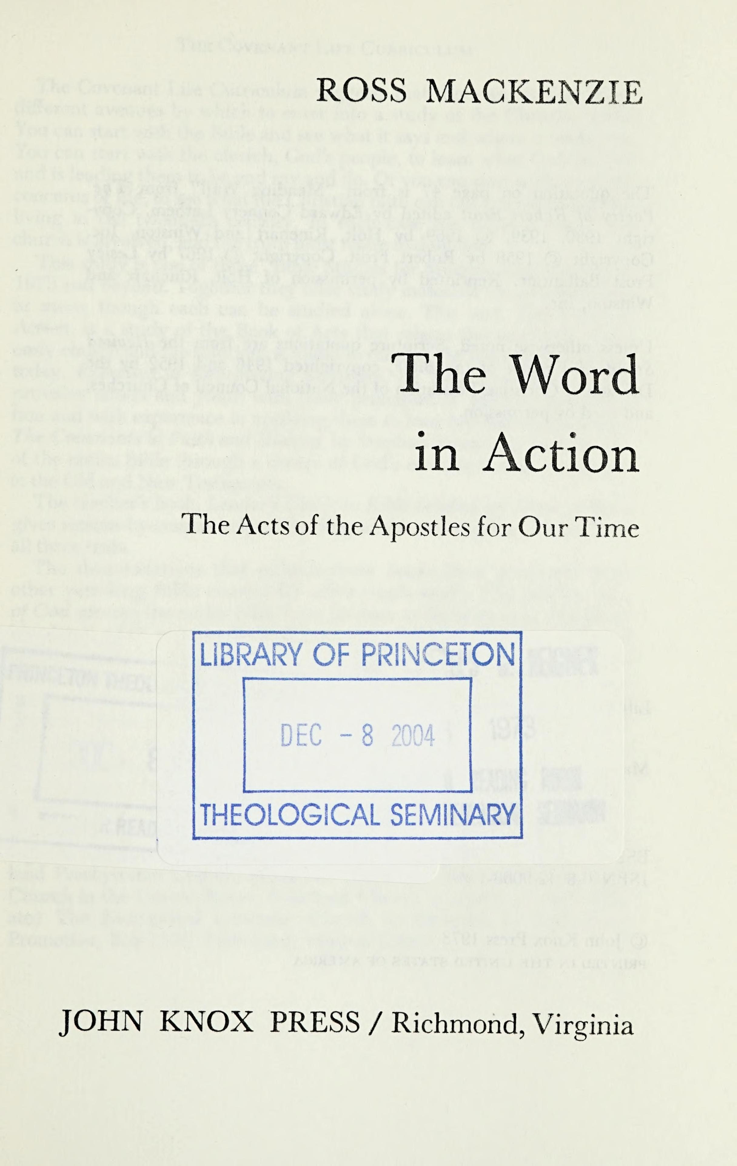 The Word in Action