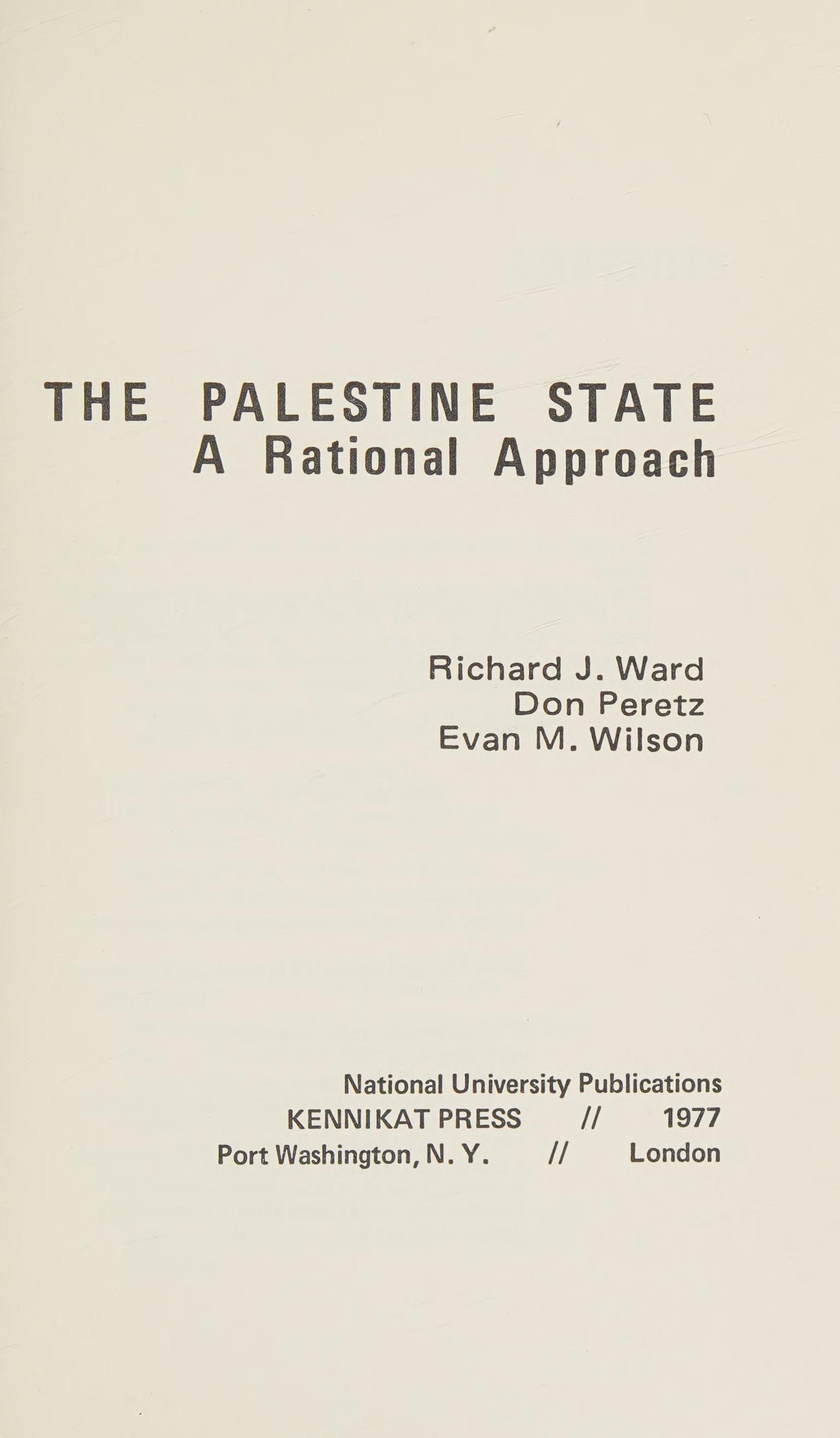 The Palestine State: A Rational Approach