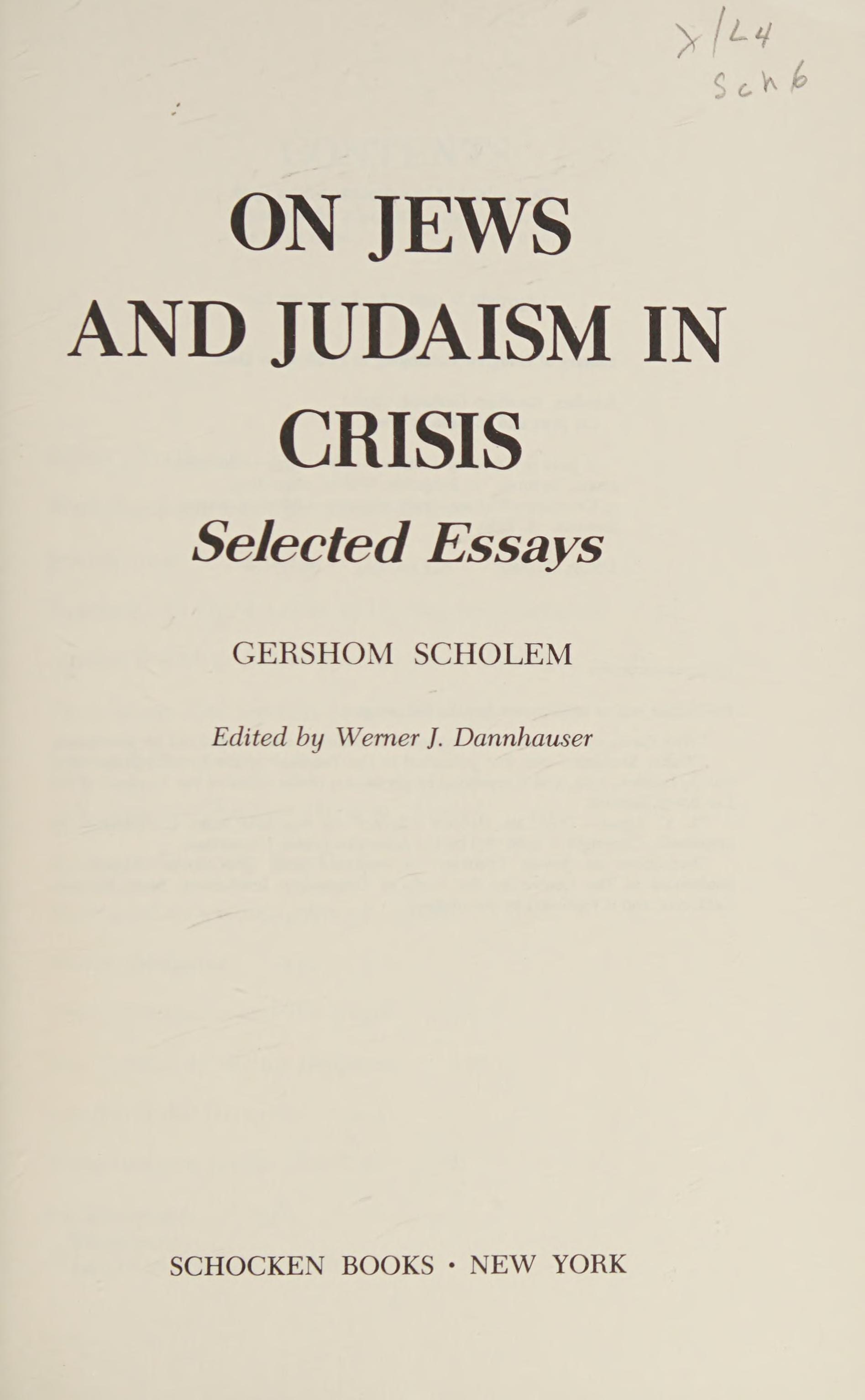 On Jews and Judaism in crisis