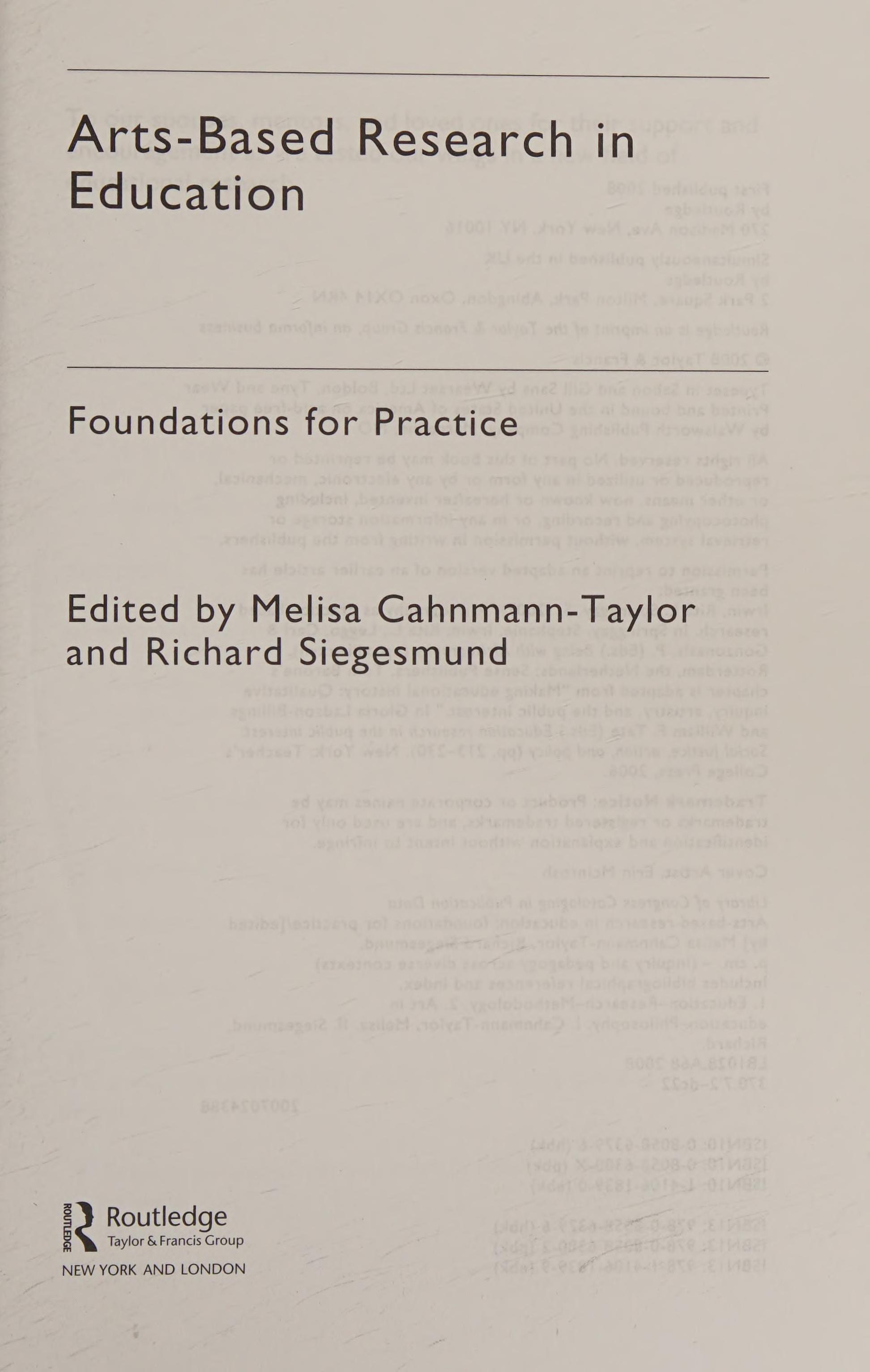 Arts-Based Research in Education