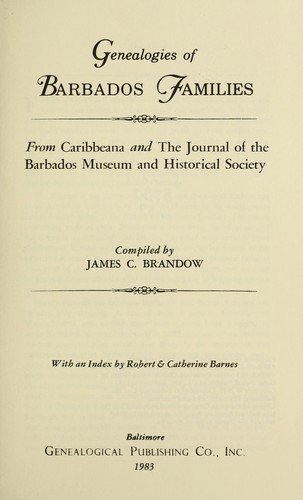Genealogies Of Barbados Families