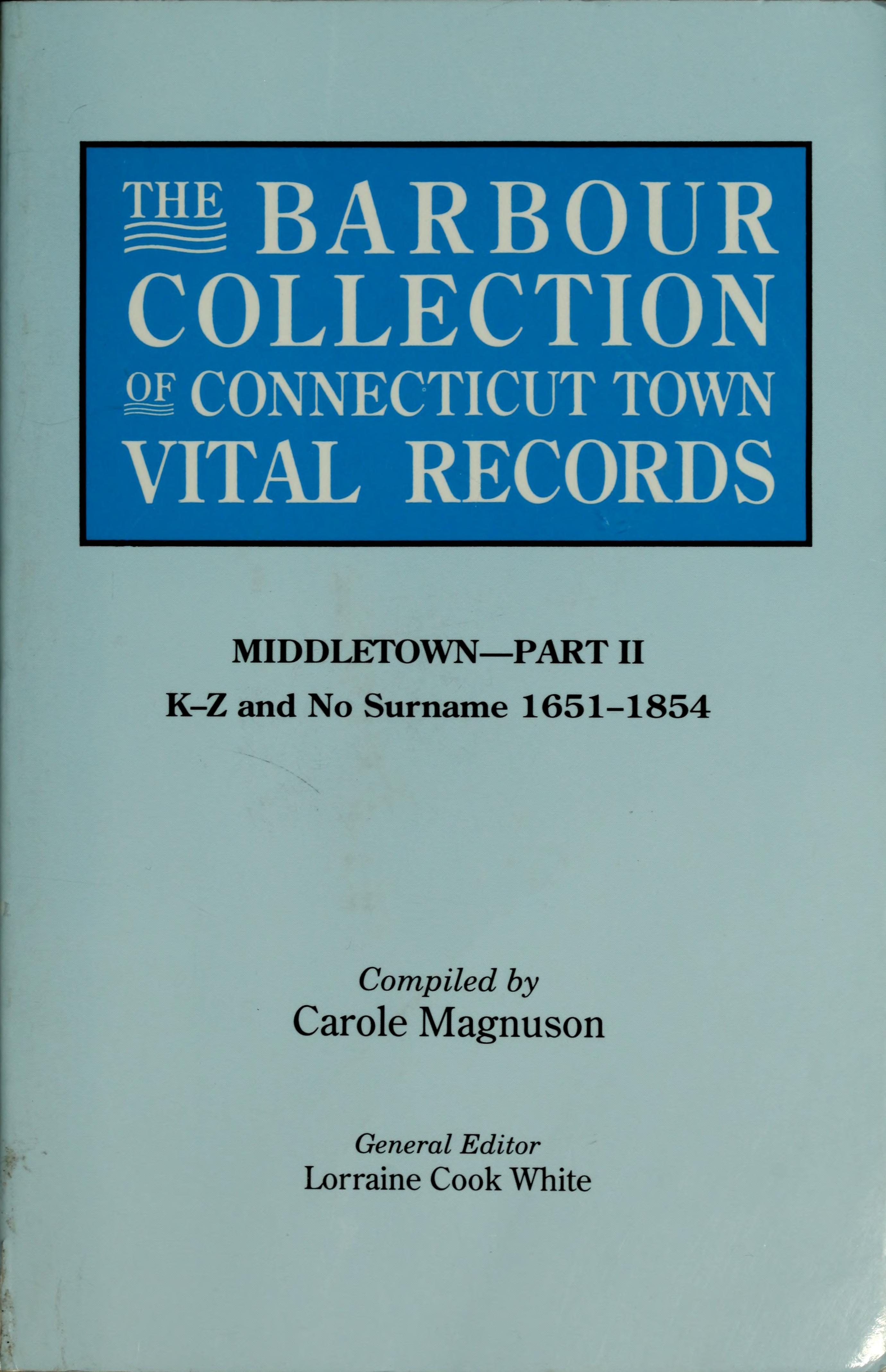 The Barbour Collection of Connecticut Town Vital Records Andover