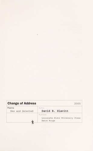 Change Of Address: Poems, New And Selected