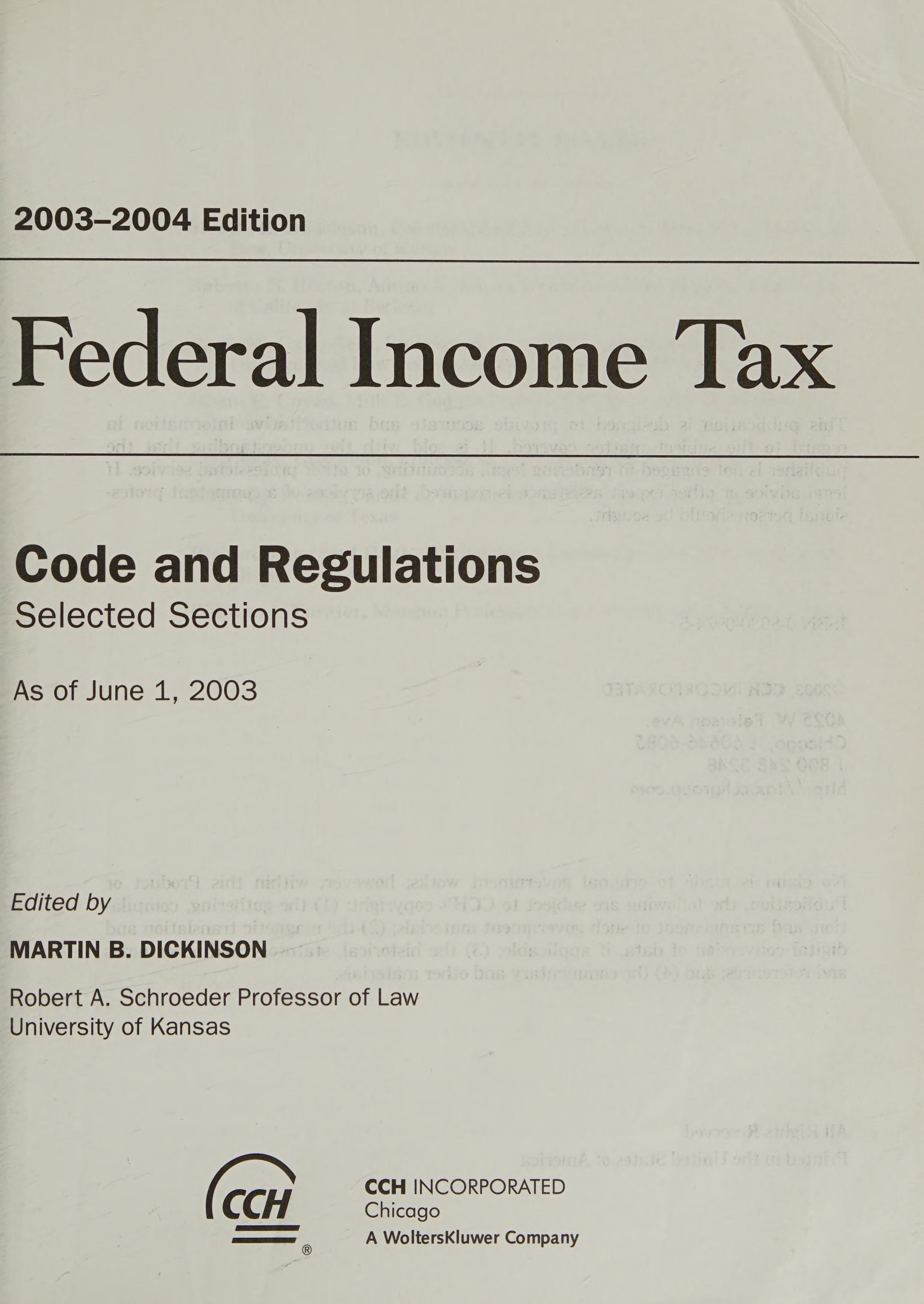 Federal Income Tax Code and Regulations