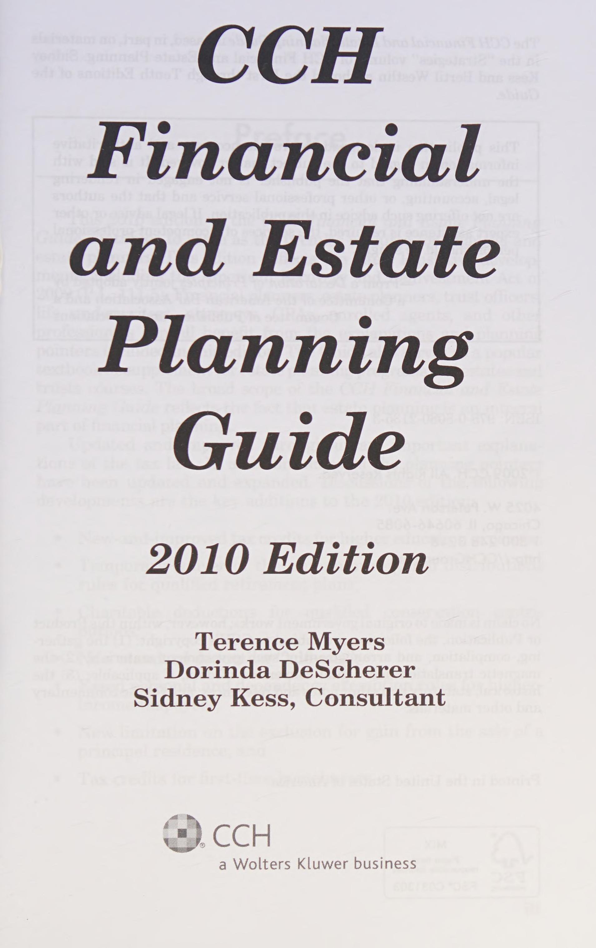 CCH financial and estate planning guide