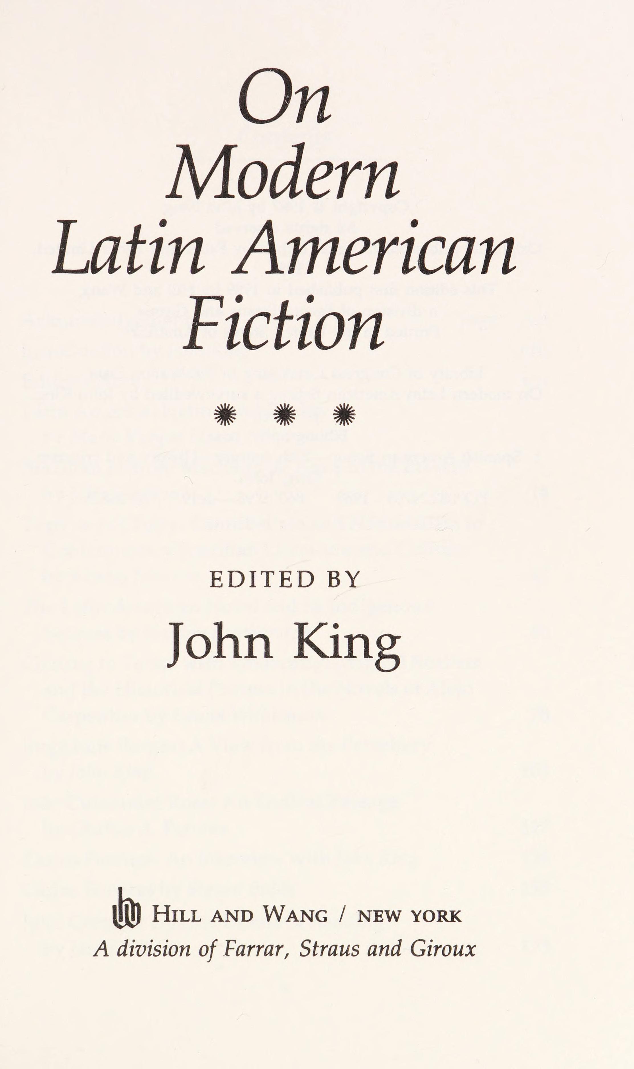 On Modern Latin American Fiction