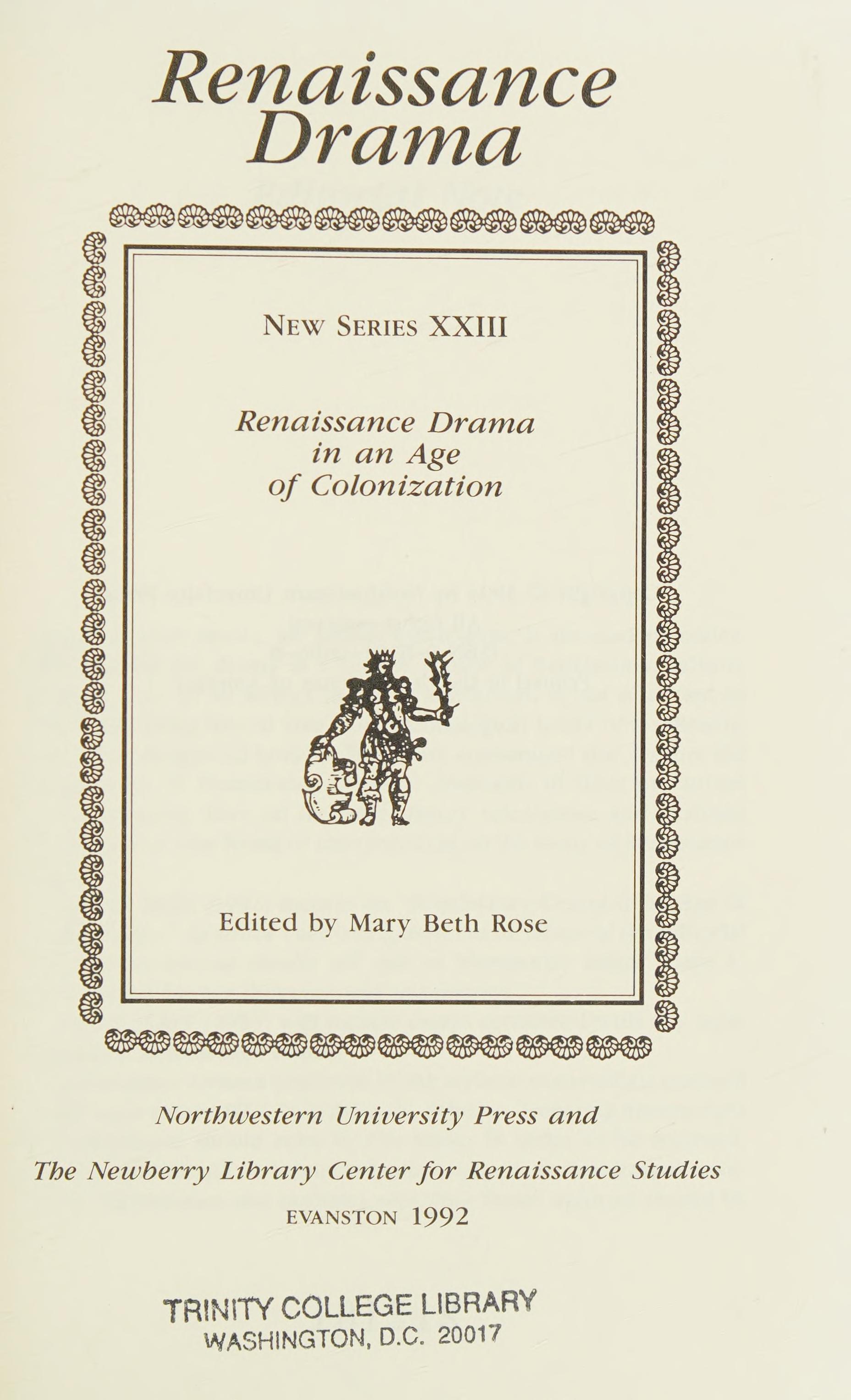 Renaissance Drama In An Age Of Colonization
