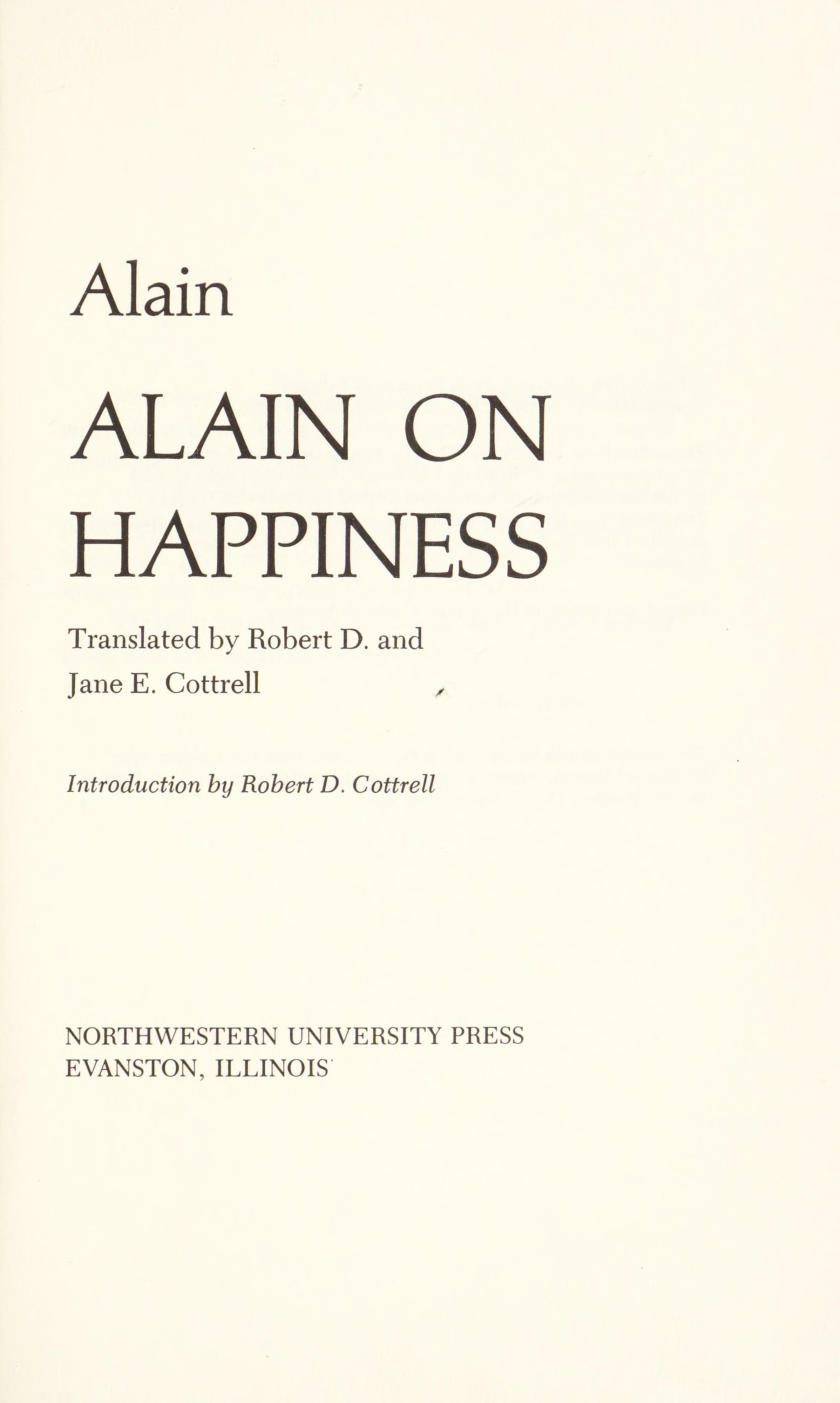Alain on Happiness