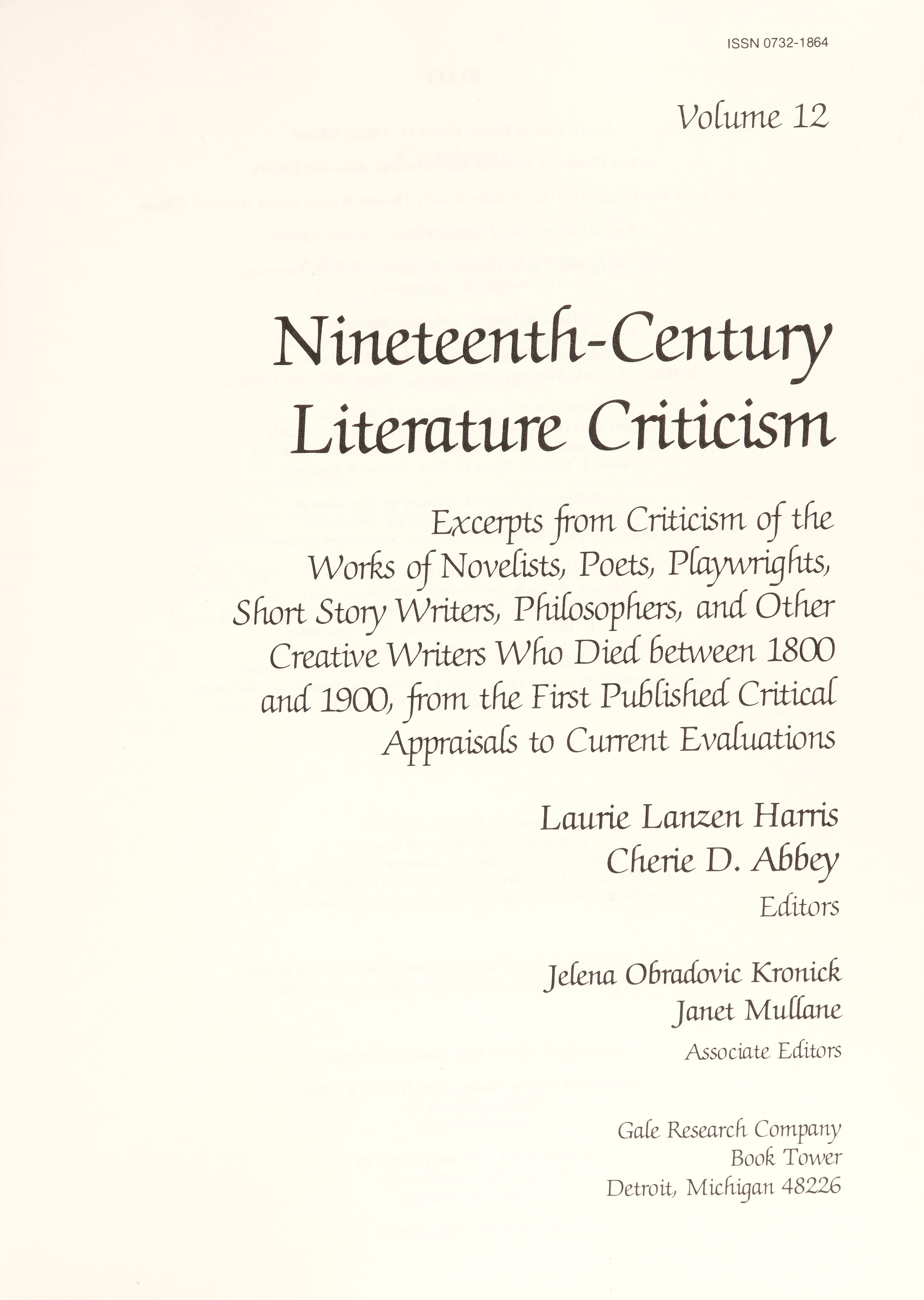 Nineteenth-Century Literature Criticism