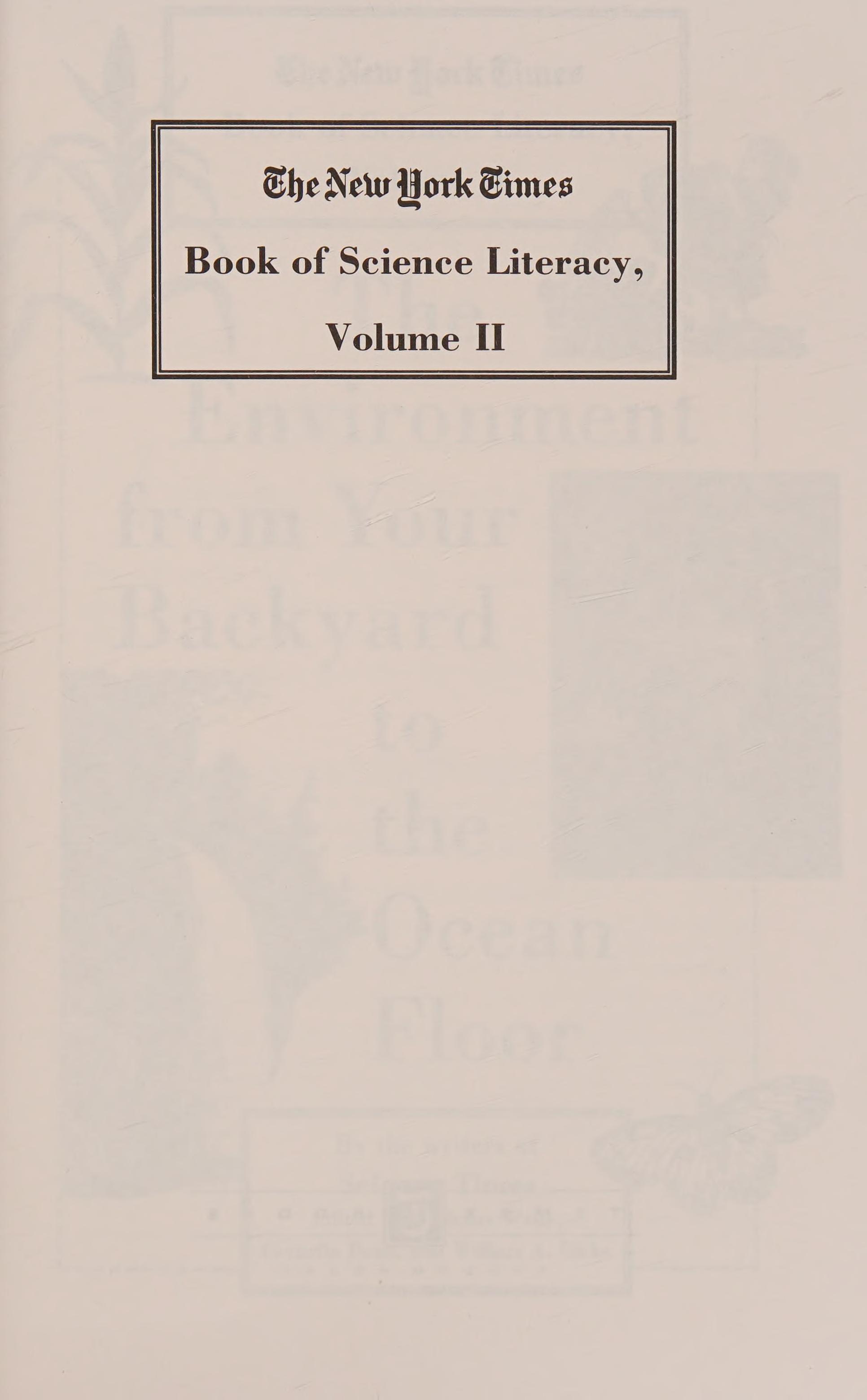 New York Times Book of Science Literacy Vol.II The