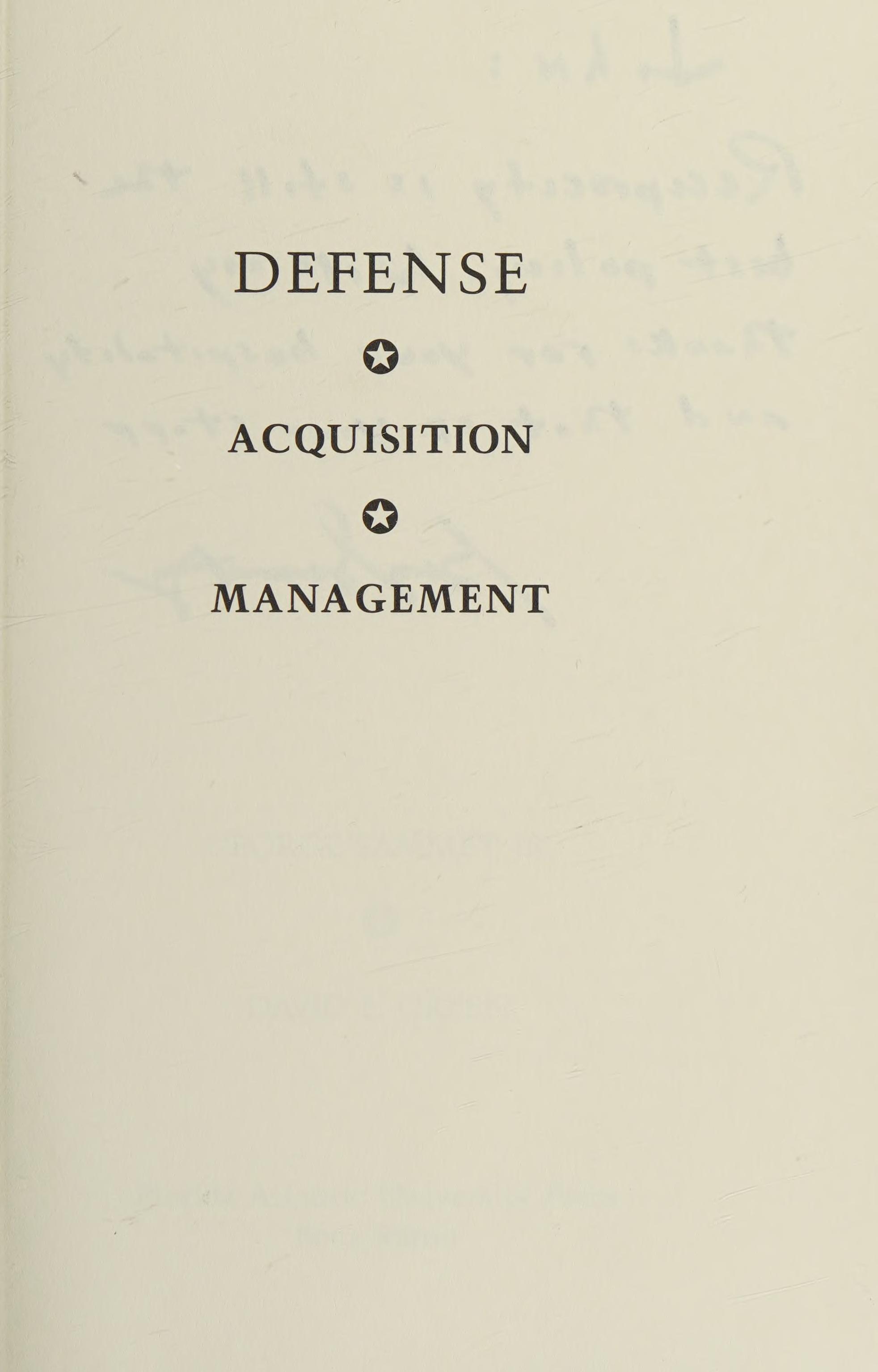 Defense Acquisition Management