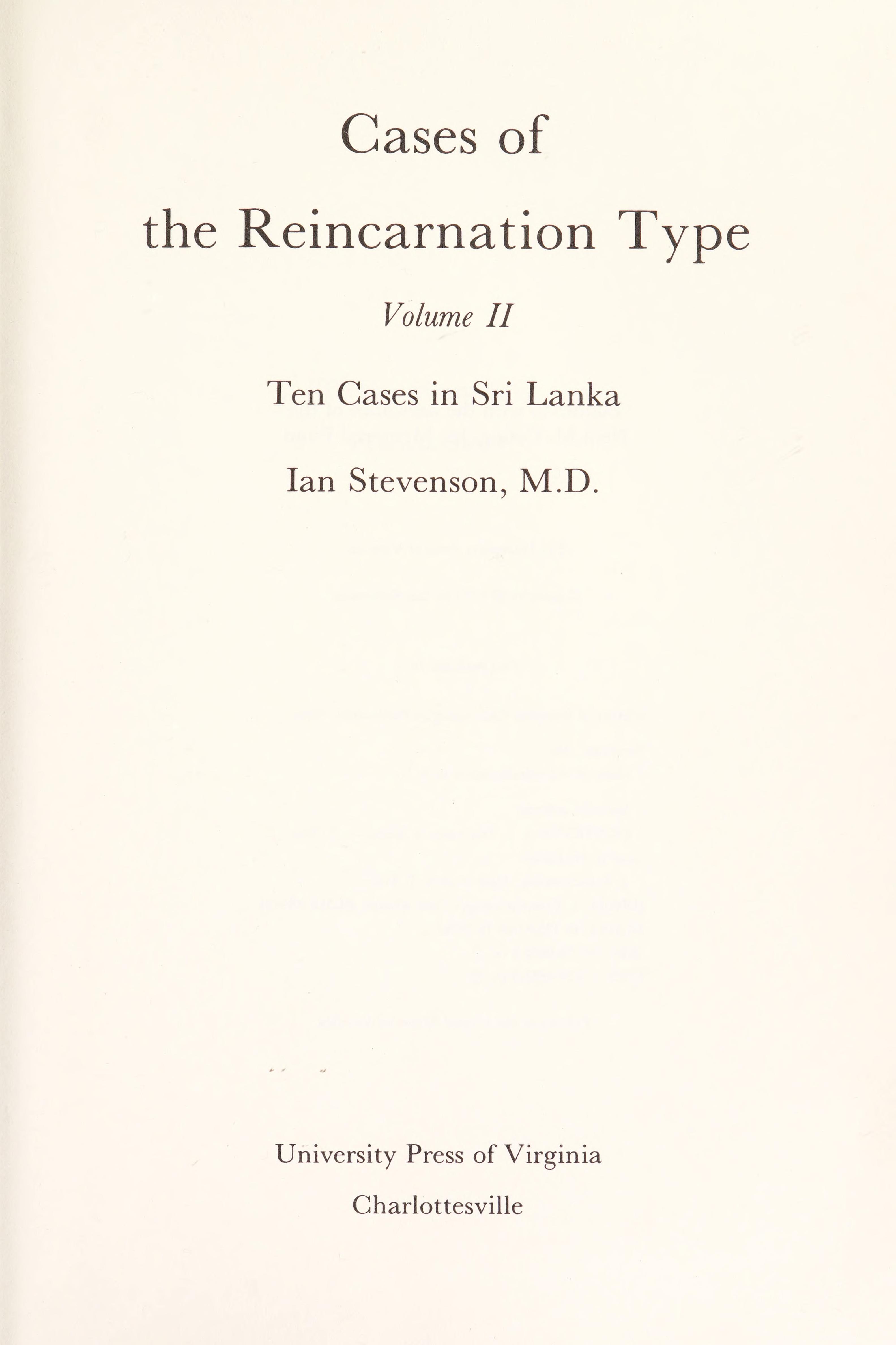 Cases of the Reincarnation Type, Vol. 1